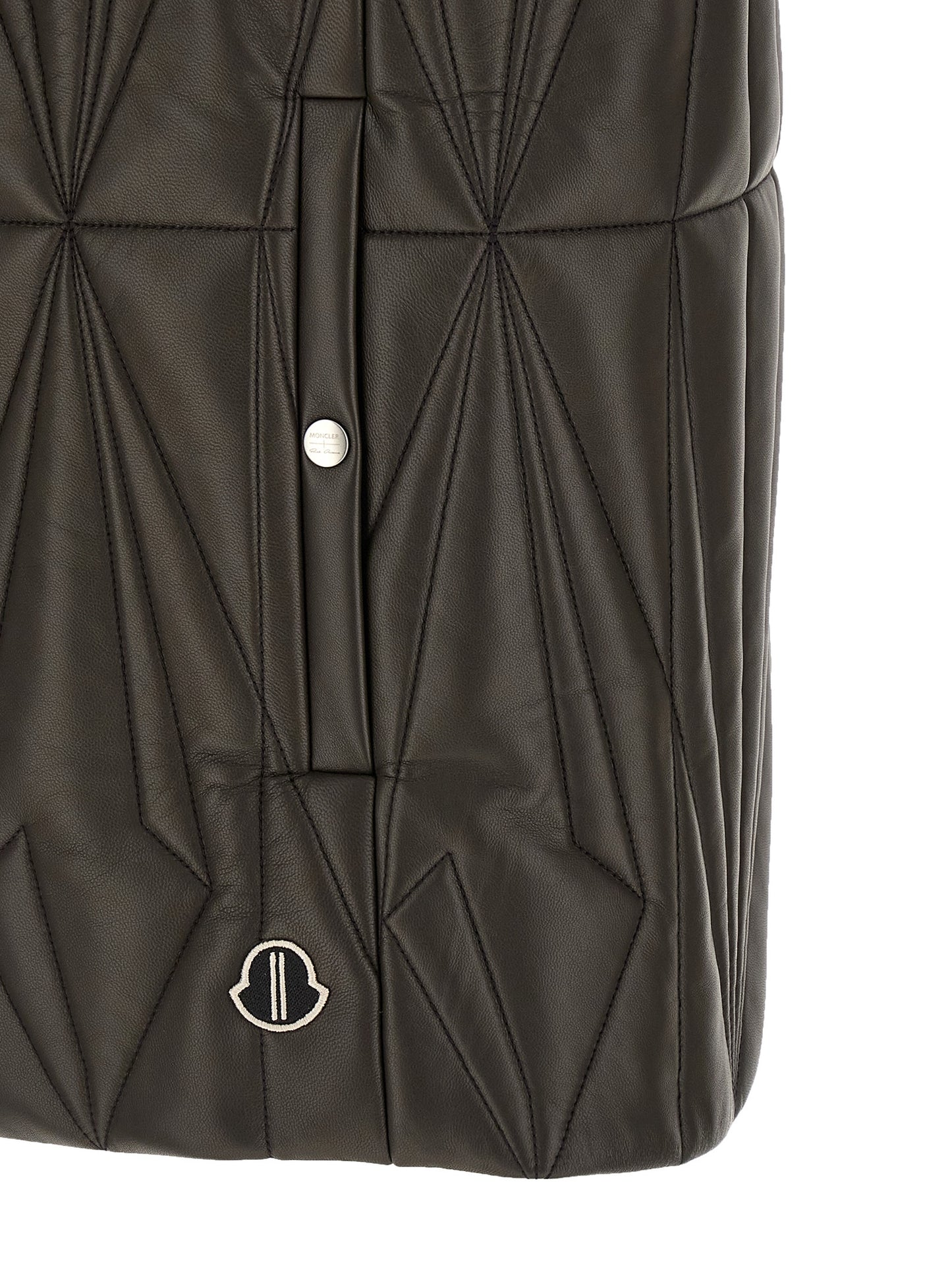 Rick Owens Men's Quilted Goose Down Padded Lamb Leather Nylon & Goose-Down Vest - Brown Patterned