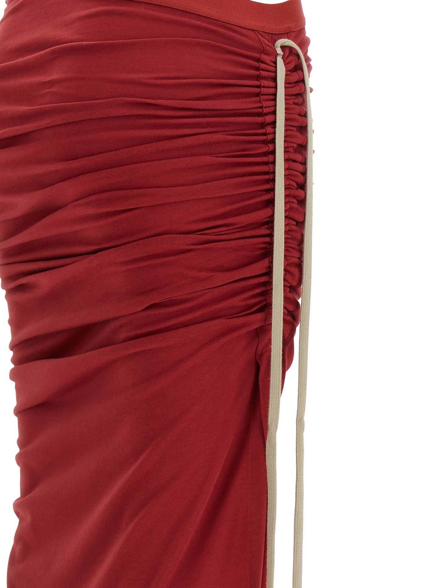 Skirt by Rick Owens for women in cotton multicolor & red showcases a sultry silhouette, elegantly defined by its mini and the sophisticated sultry design of the Women's Tailored Cotton Skirt.