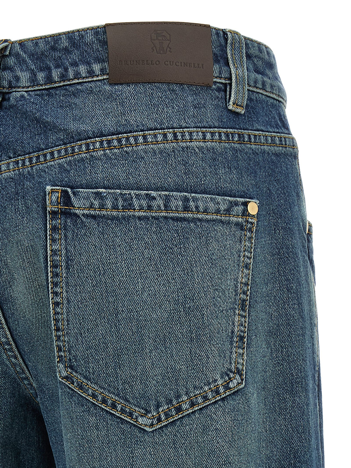 Brunello Cucinelli Monile Women's Straight Leg Relaxed Fit Wide Cotton Denim Jeans - Blue