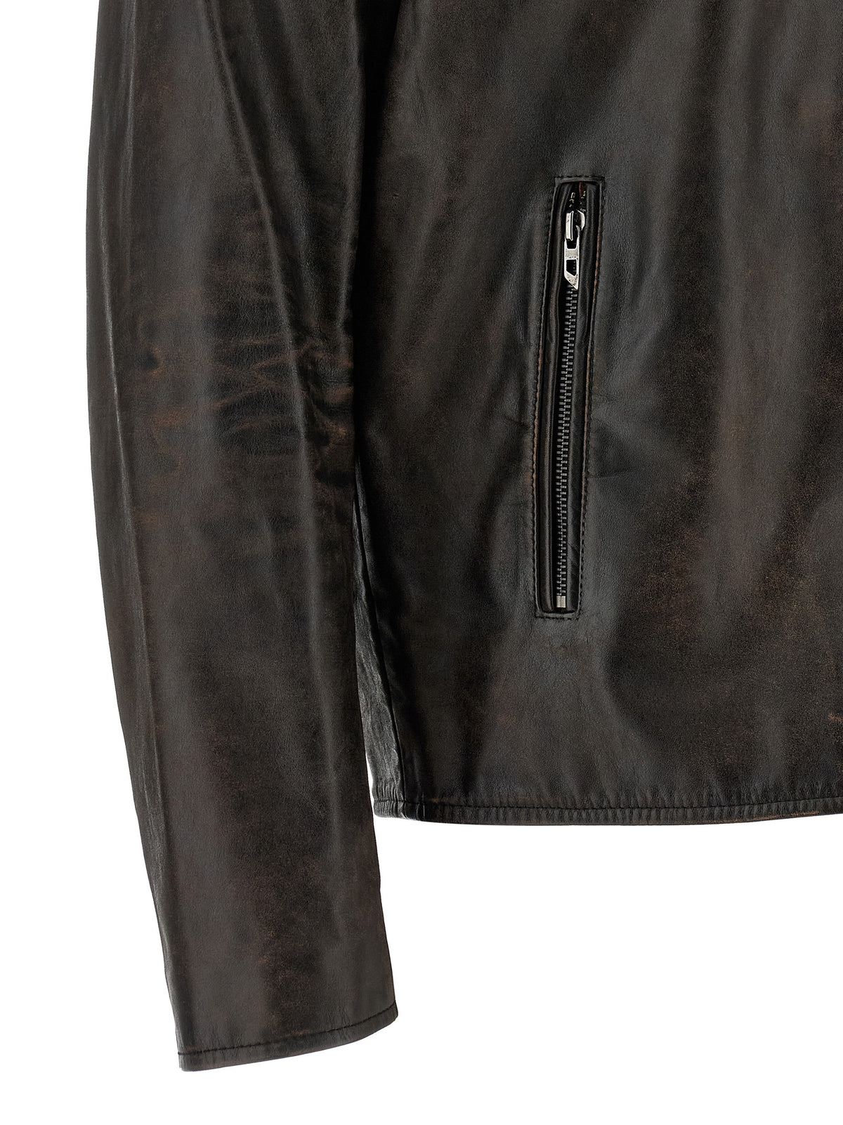 Diesel The Monogram Men's Cowhide Leather & Viscose Jacket - Brown Monogram