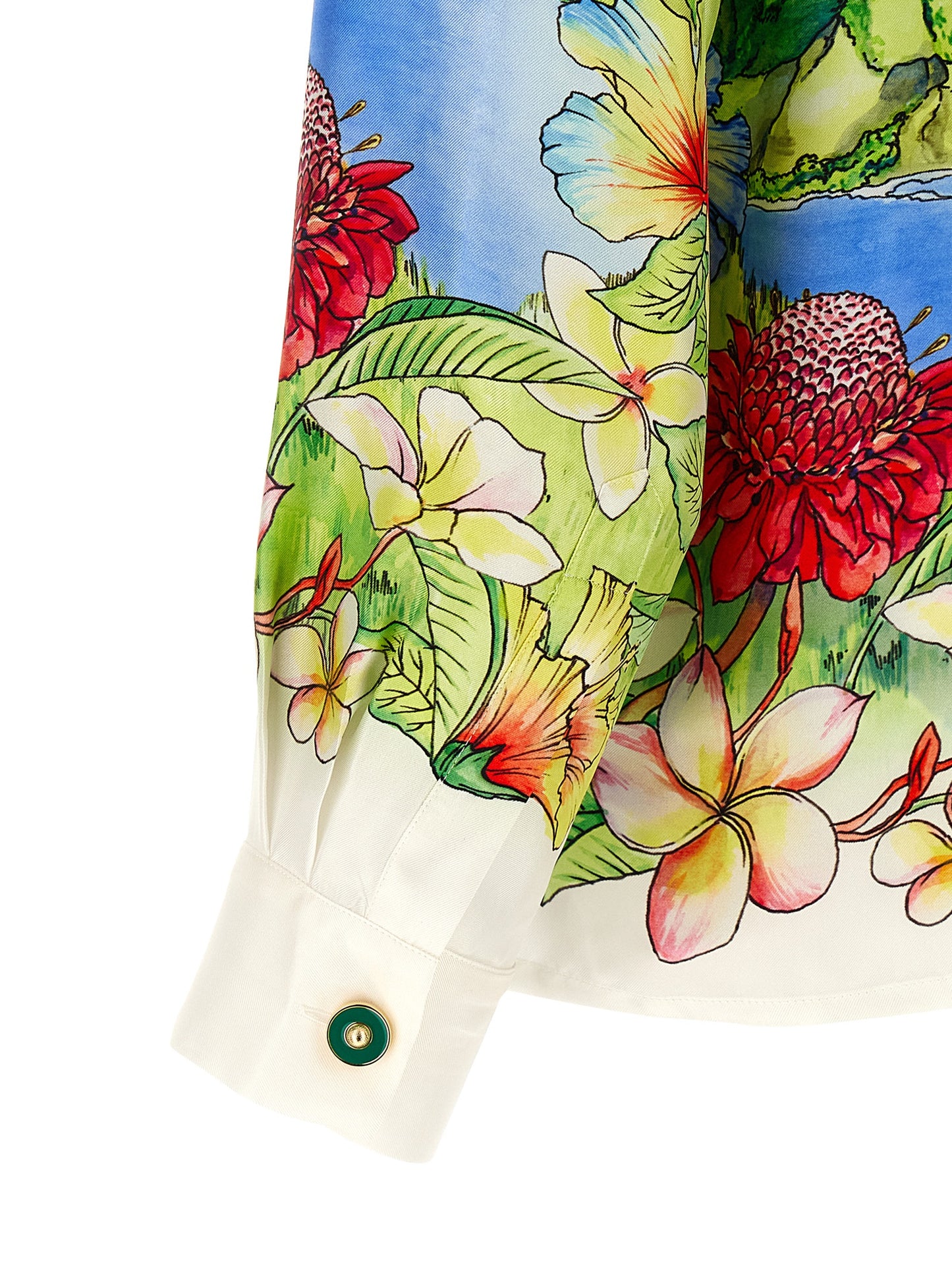 Casablanca Men's Long-Sleeve Silk Twill Shirt - Multicolor Print