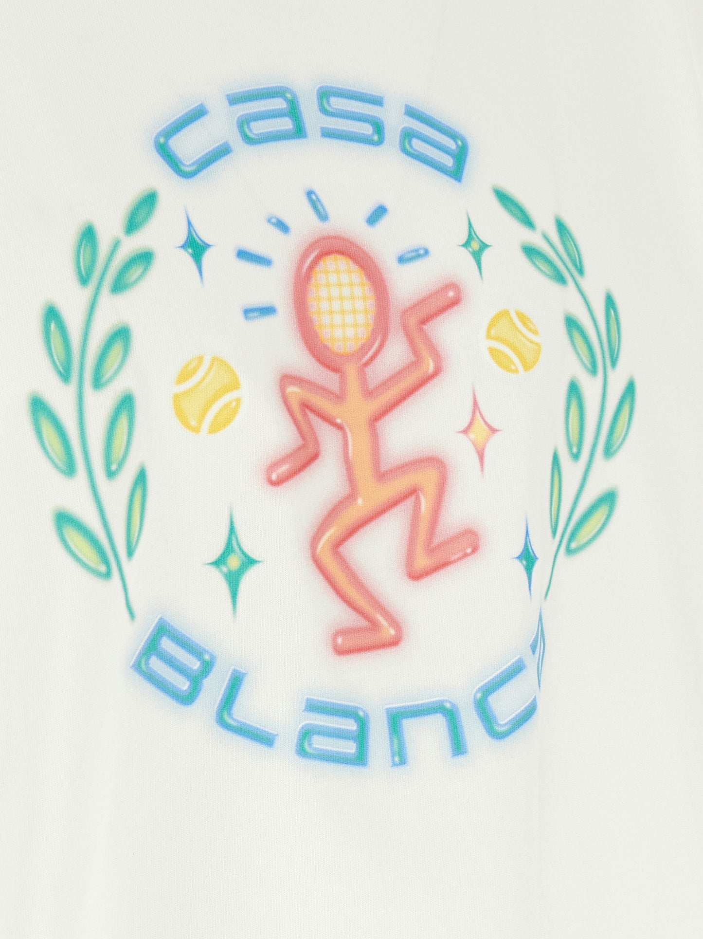 Casablanca Crisp Men's Short-Sleeve Crew Neck Organic Cotton T-Shirt - White Print