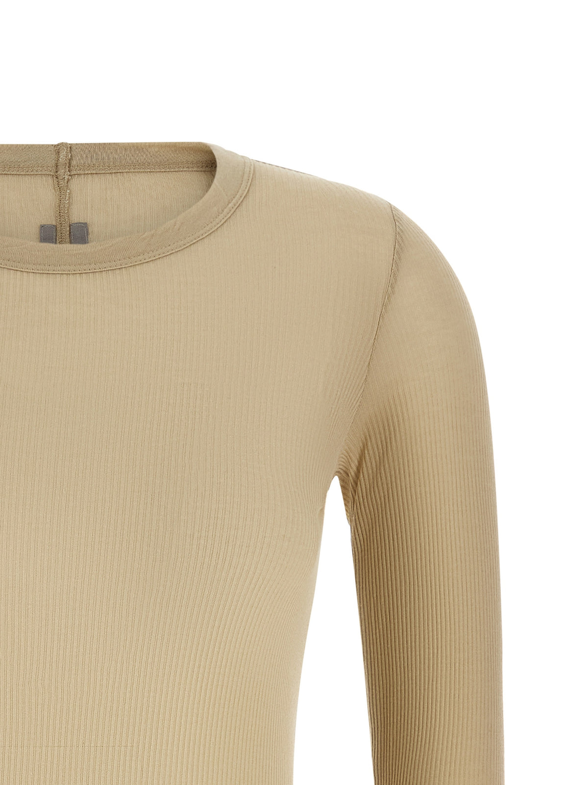 Rick Owens Women's Long-Sleeve Crew Neck Silk & Viscose T-Shirt - Beige