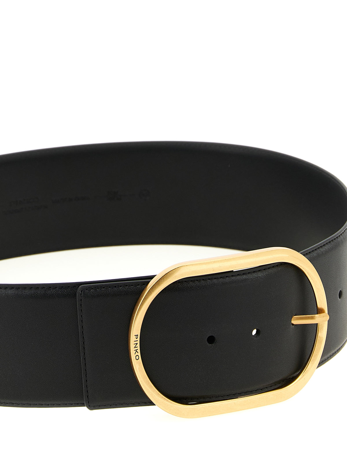PINKO Bos Taurus Cowhide Leather Belt - Black