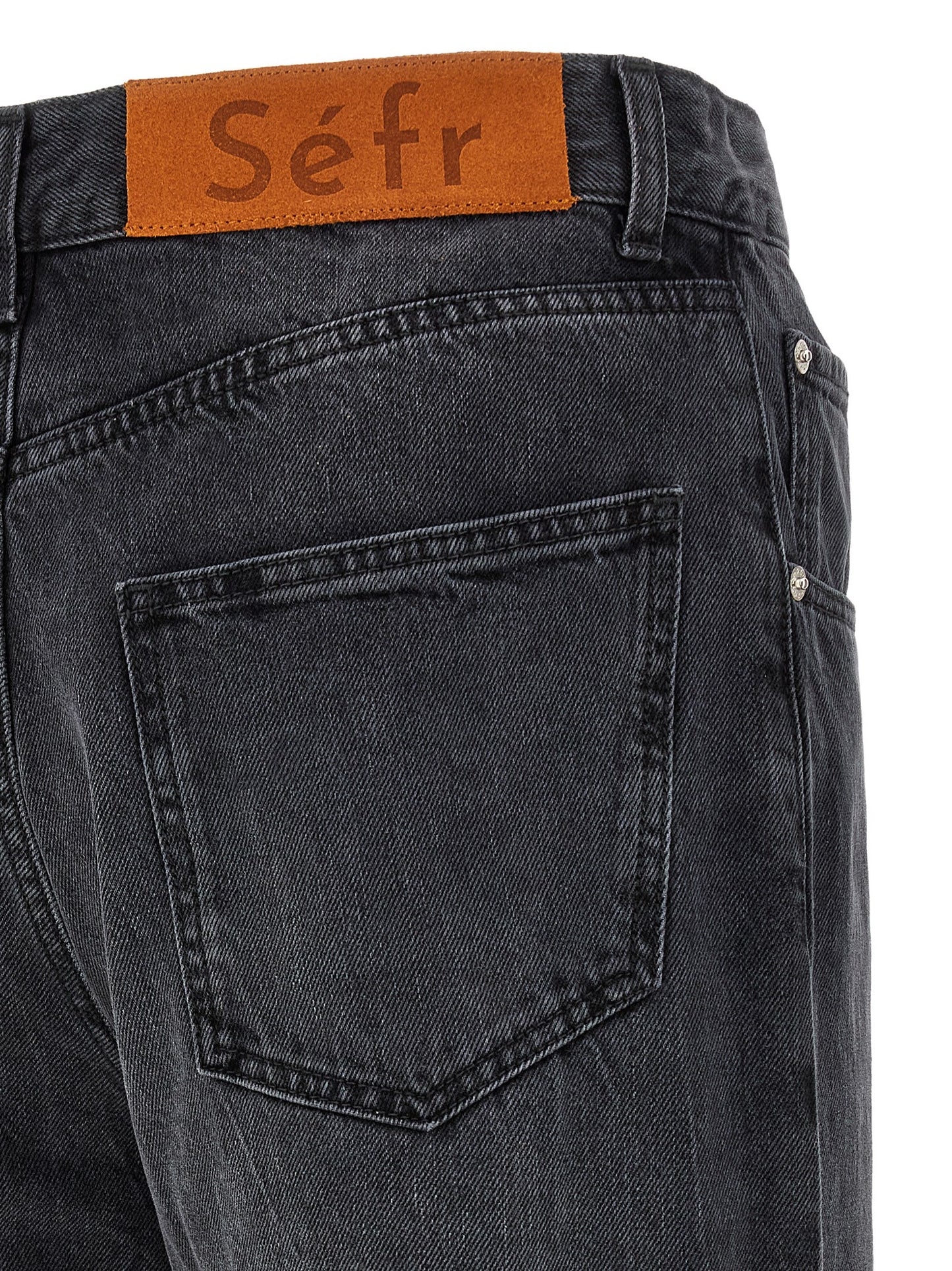 SÉFR Men's Straight Leg Denim Cotton Jeans - Black