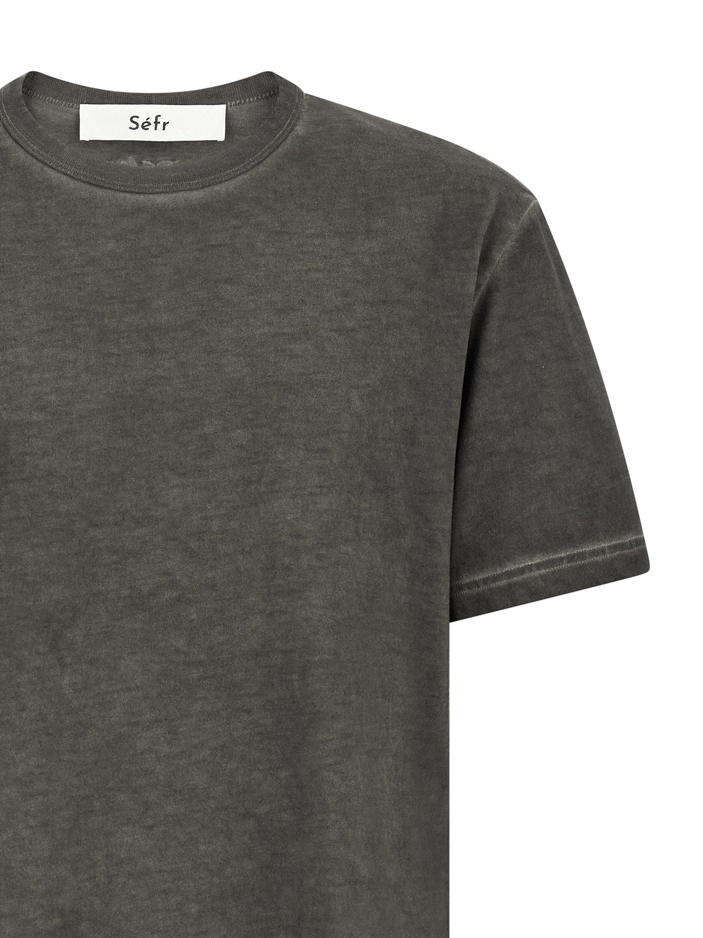 SÉFR Men's Short-Sleeve Crew Neck Cotton T-Shirt - Black Gray Natural