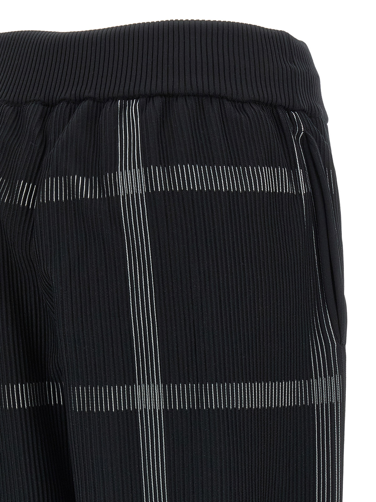 PLEATS PLEASE ISSEY MIYAKE 9 To 5 Women's Wide Polyester & Nylon Casual Pants - Black Patterned