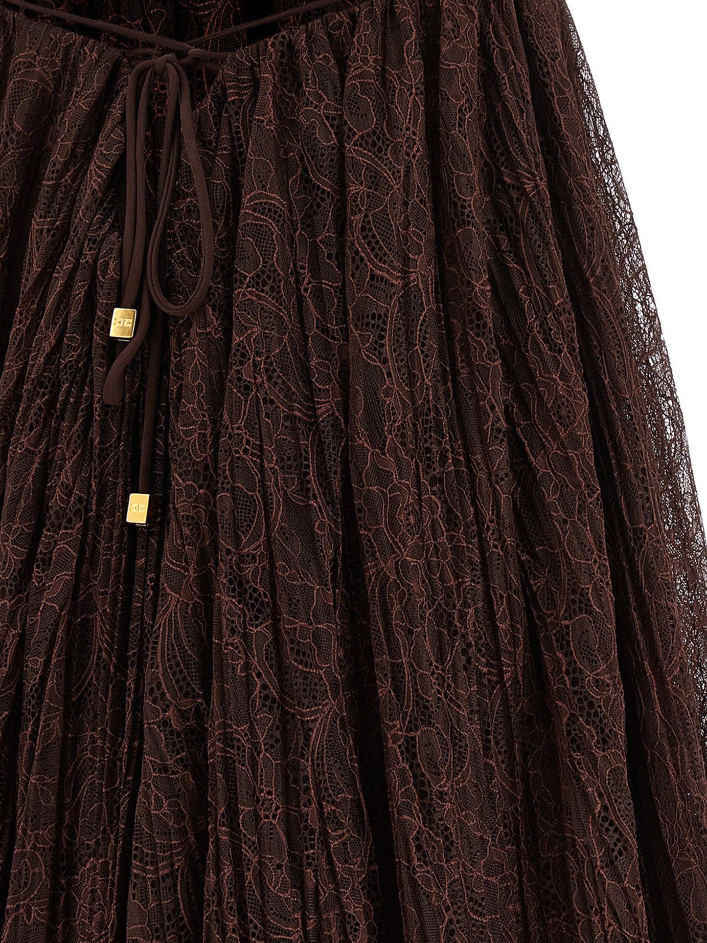 Dress by Elisabetta Franchi for women in polyamide brown, gold & floral features an sultry silhouette defined by a and , falling to an sultry short mini for a sultry look.