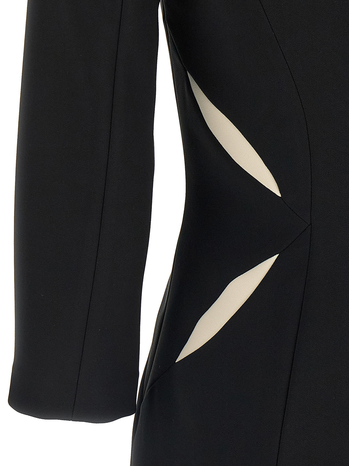 Elisabetta Franchi Grace Women's Sheath Long-Sleeve Stretch Polyester Short Mini Dress - Bicolour Black White