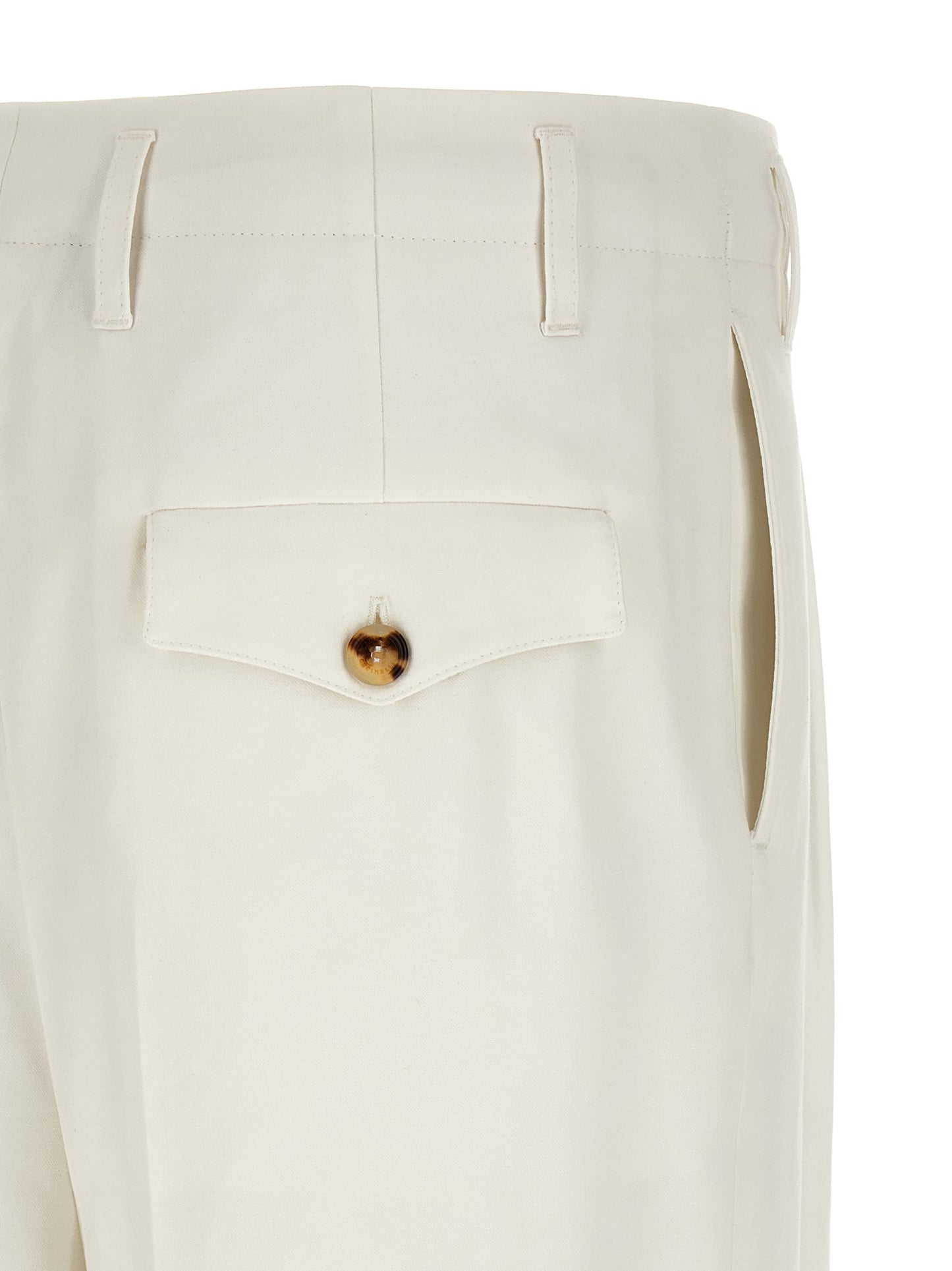 Brunello Cucinelli Men's Tapered Leg High Rise Cotton Trousers - White