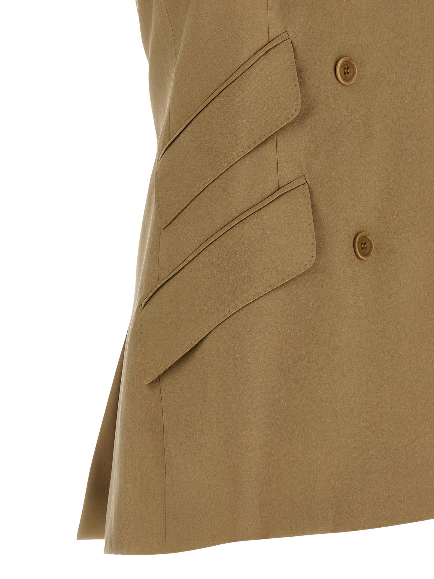 Max Mara Women's Double Breasted Virgin Wool Blazer - Beige Horn Monogram