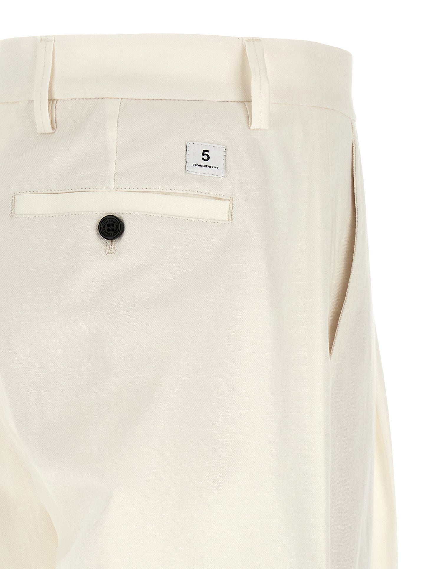 Department 5 Men's Wide Stretch Cotton & Linen Casual Pants - White