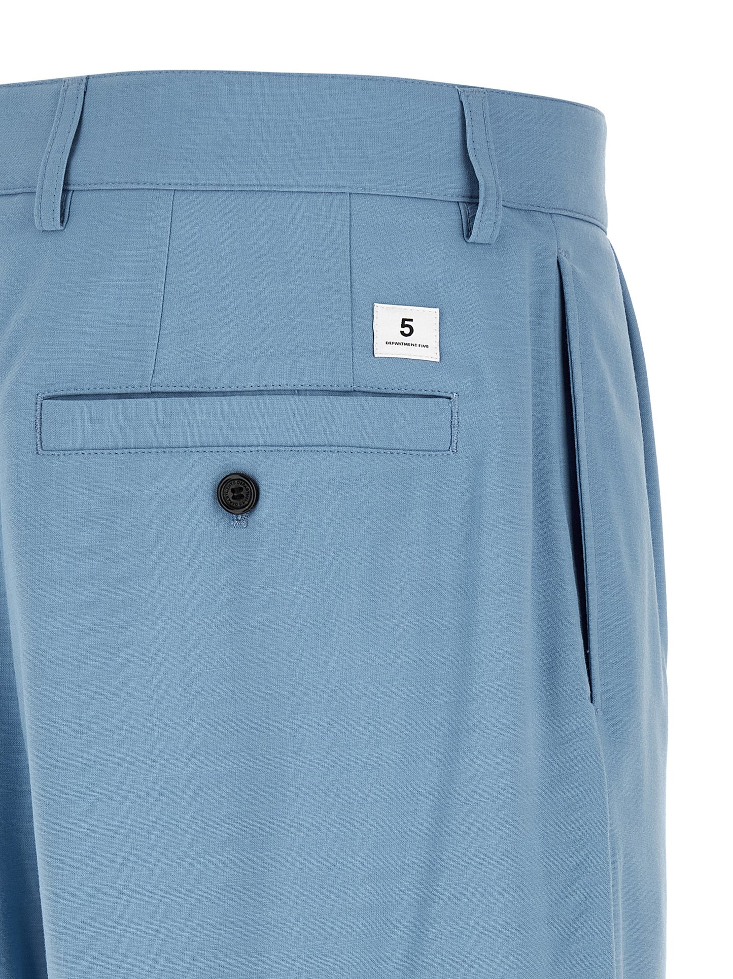 Chinos Pants by Department 5 for men in stretch viscose polyester light-blue presents a sartorial luxe silhouette, showcasing a sophisticated straight-leg & wide with a long and for a premium, sartorial luxe finish.