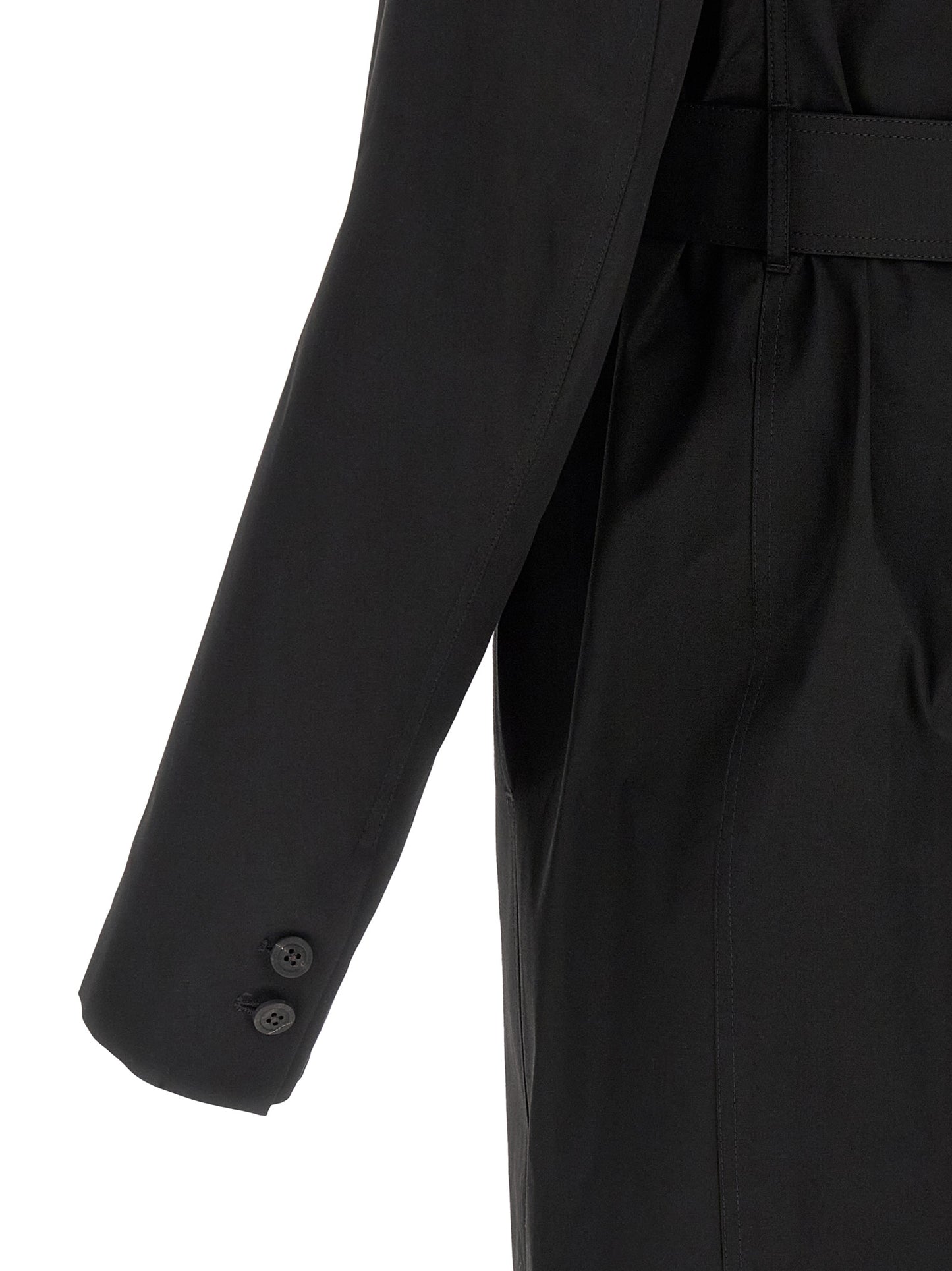 Rick Owens Crisp Men's Padded Double Breasted Stretch Cotton Trench Coat - Black
