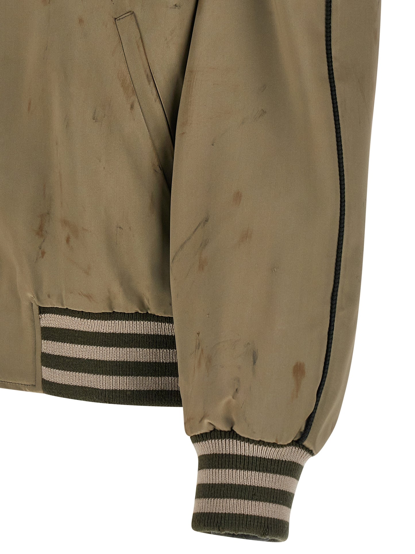Golden Goose Men's Satin Acetate Wool Bomber Jacket - Bicolour Green Striped