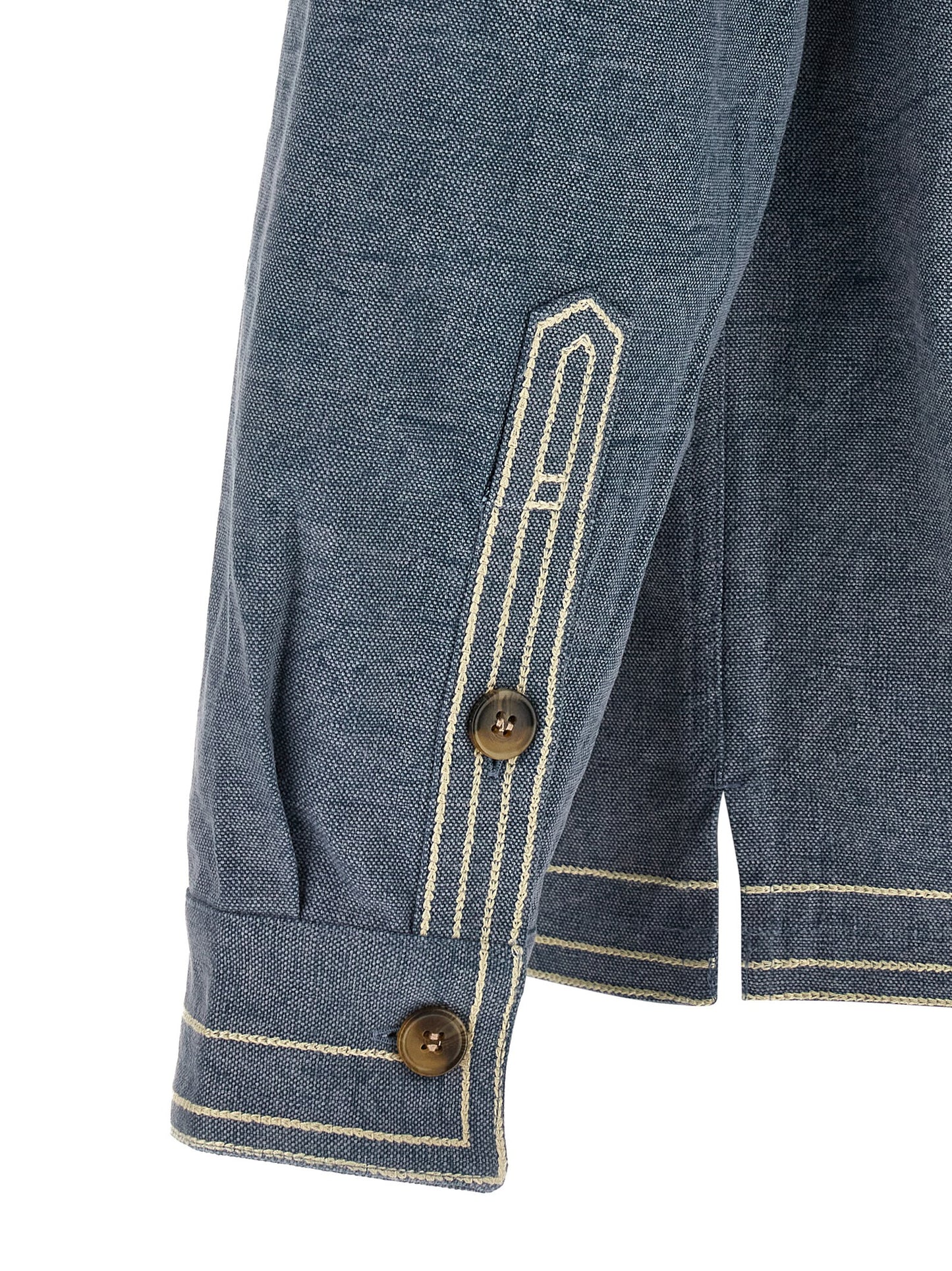 Overshirt by Isabel Marant for men in cotton blue & floral, featuring a nuanced and nuanced for a sophisticated finish.