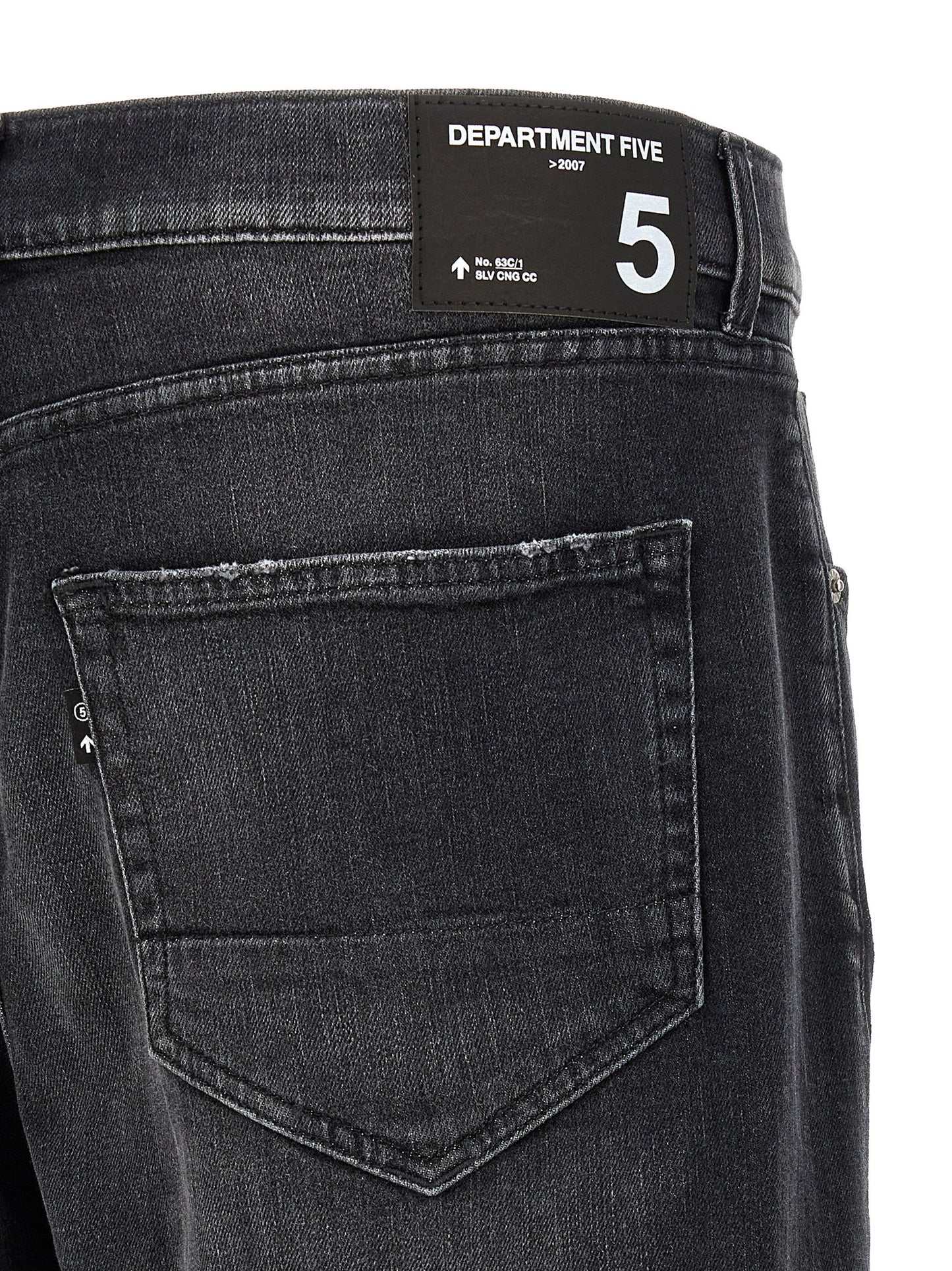 Department 5 Men's Straight Leg Wide Cropped Stretch Denim Cotton Jeans - Black