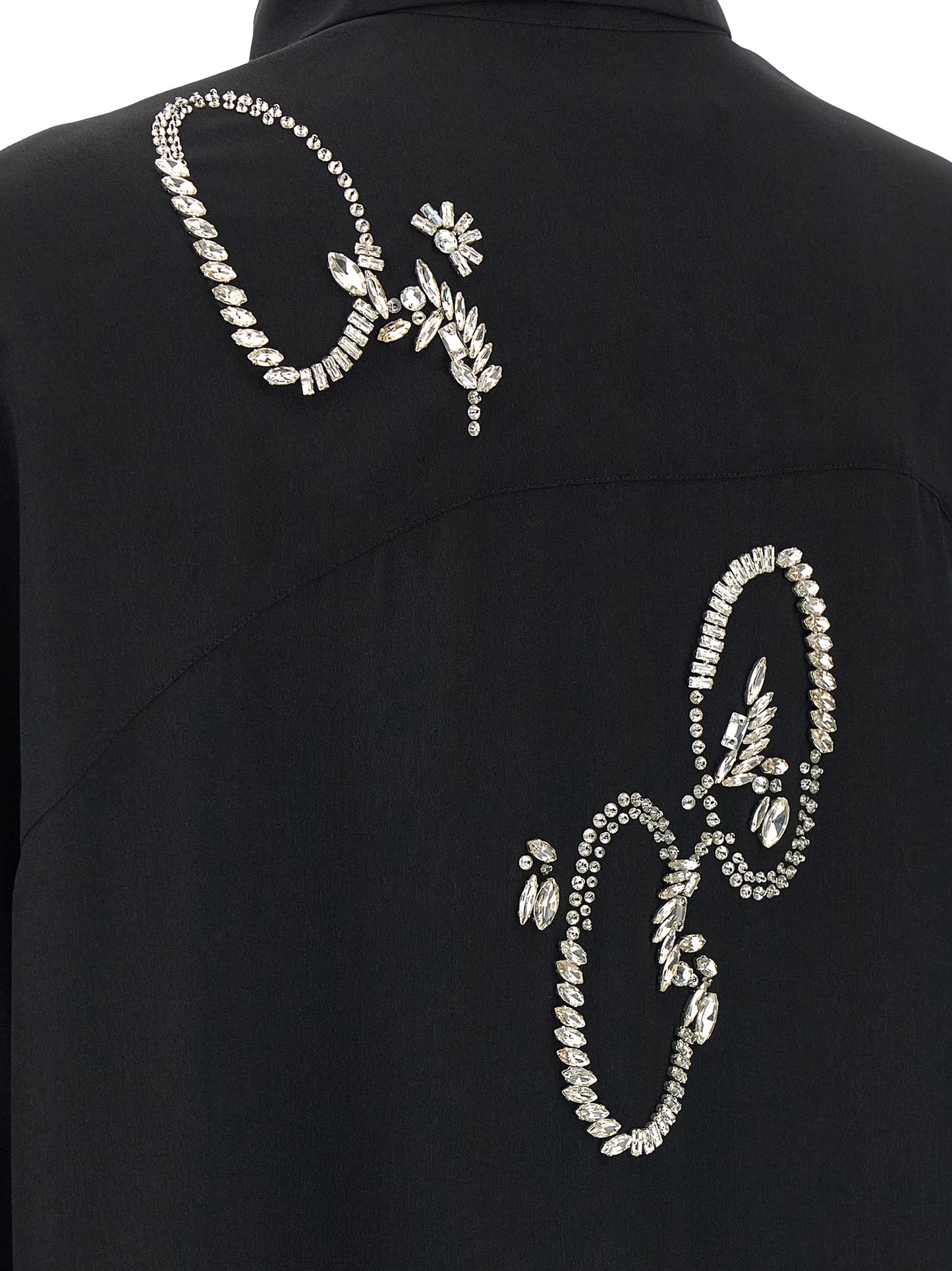 Dries Van Noten Women's Long-Sleeve Polyester & Crystal Blouse - Black