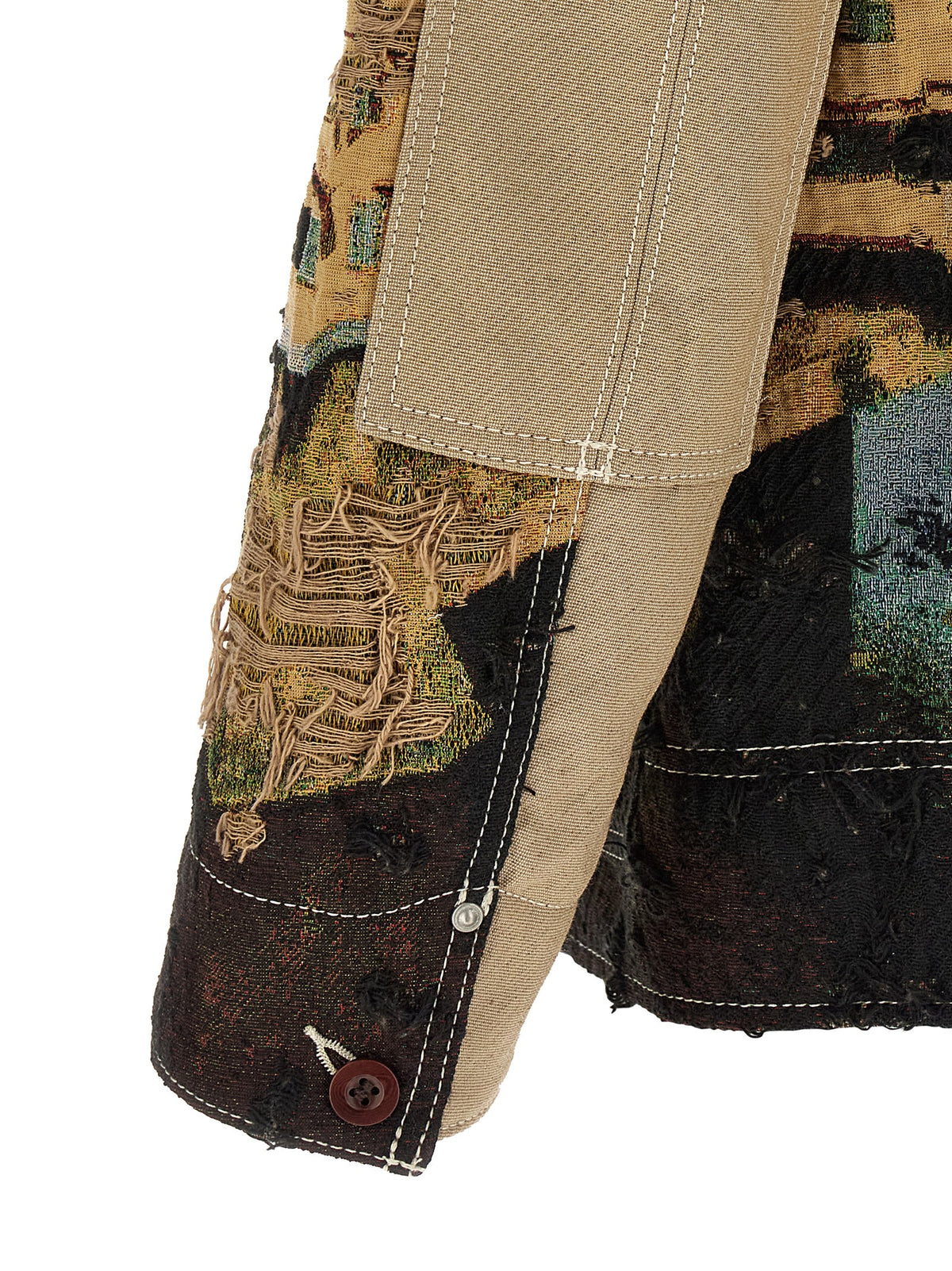 Jacket by Junya Watanabe for men in nylon cotton polyester multicolor, patterned & jacquard presents a impeccable silhouette, showcasing distinct pockets and a impeccable for a sophisticated finish.