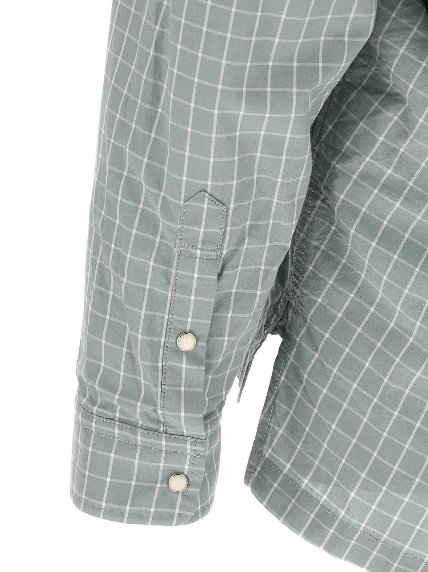 Maison Mihara Yasuhiro Men's Long-Sleeve Cotton Shirt - Light Blue Patterned Checked