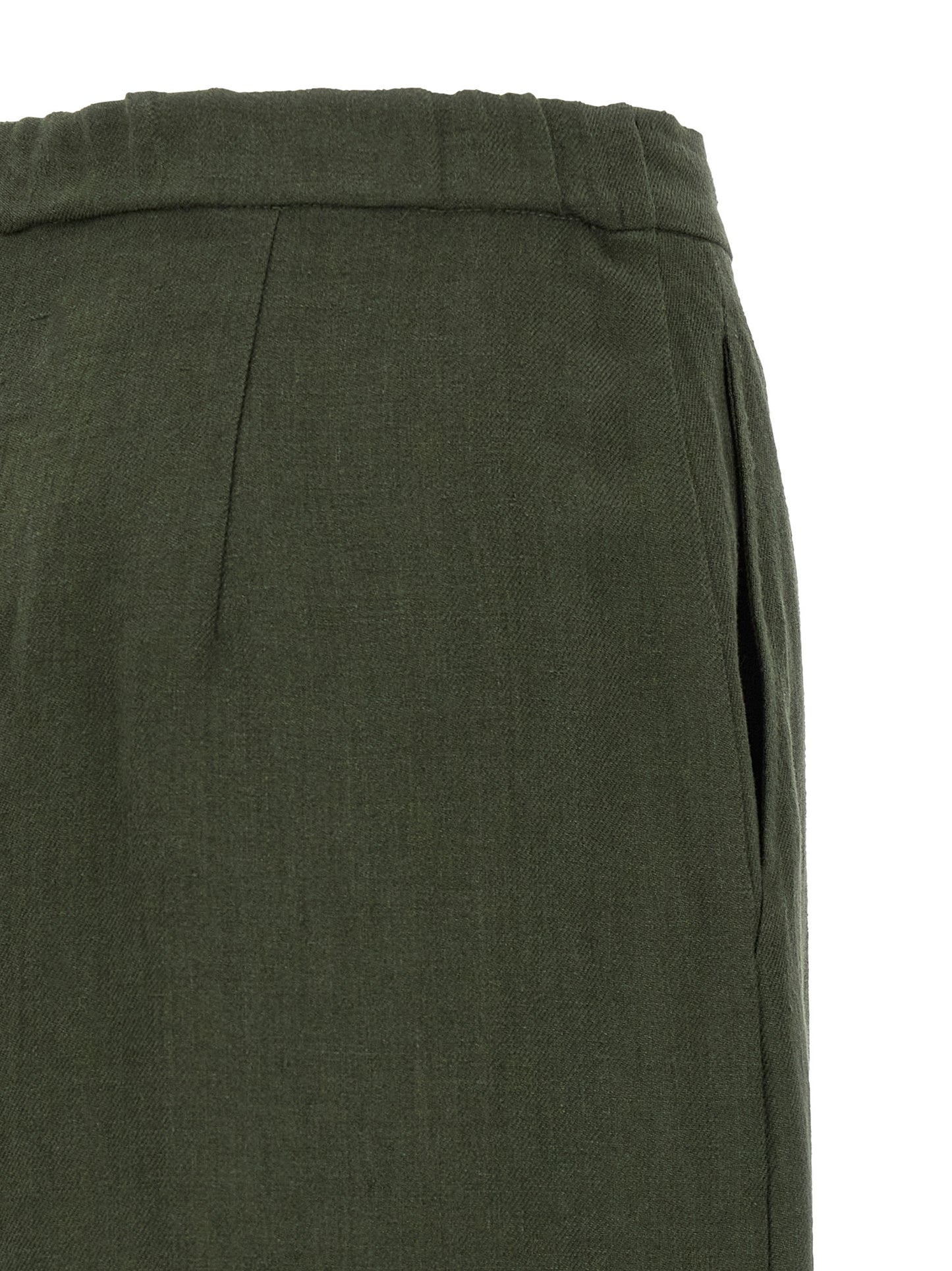 Max Mara Women's Straight Leg Wide Linen Trousers - Bicolour Green