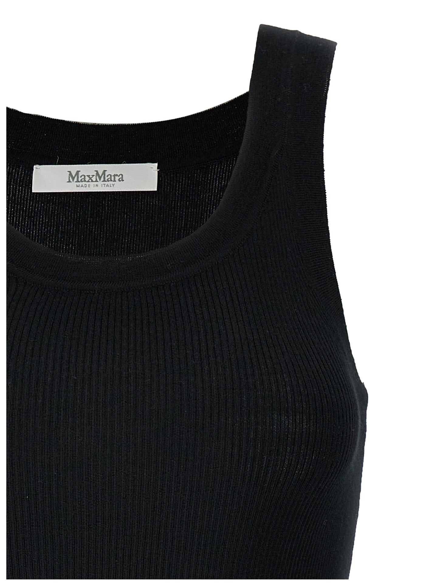 Max Mara Women's Sleeveless Round Neck Virgin Wool T-Shirt - Black