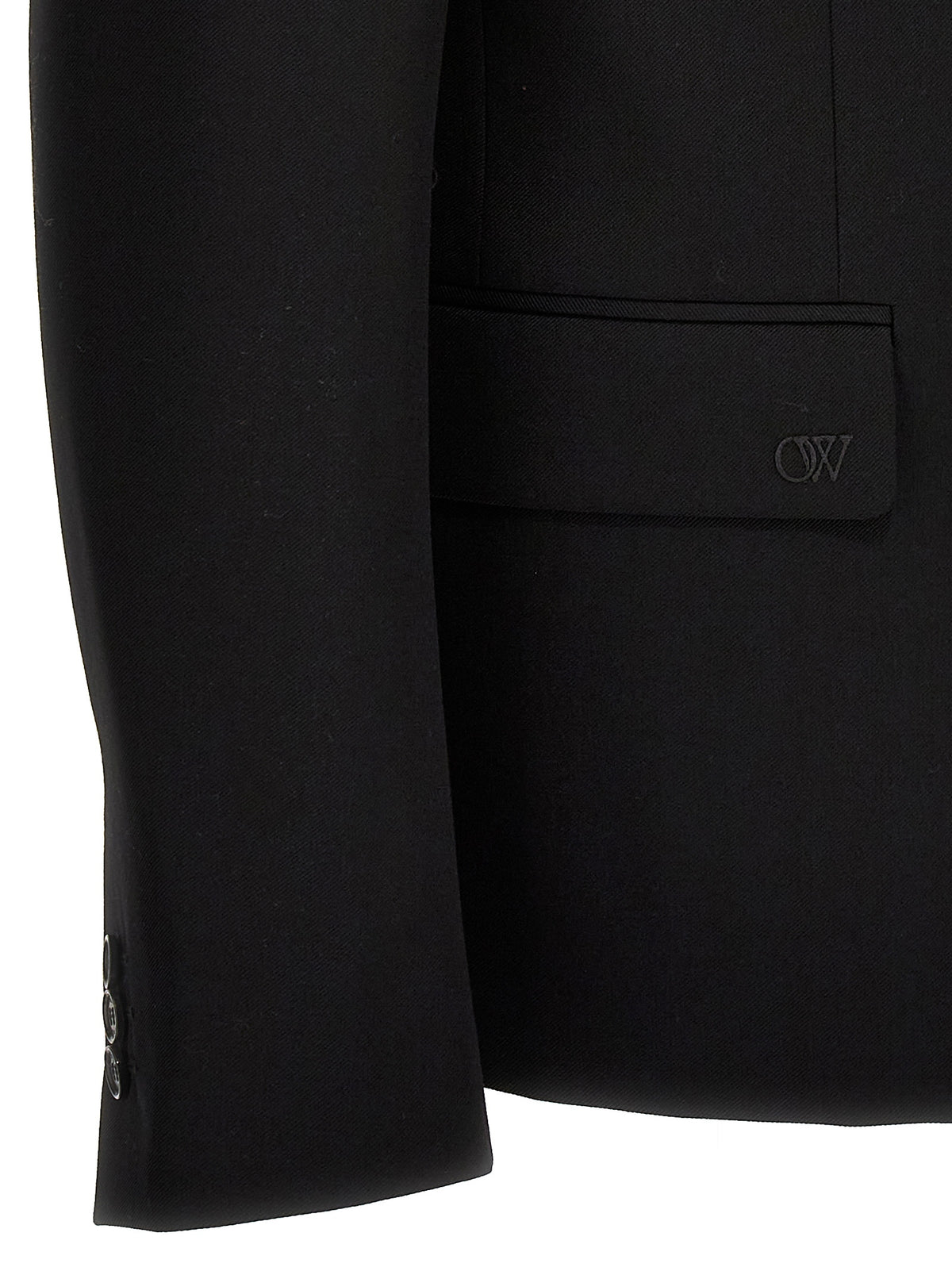 Off-White Men's Single Breasted Wool Blazer - Black White