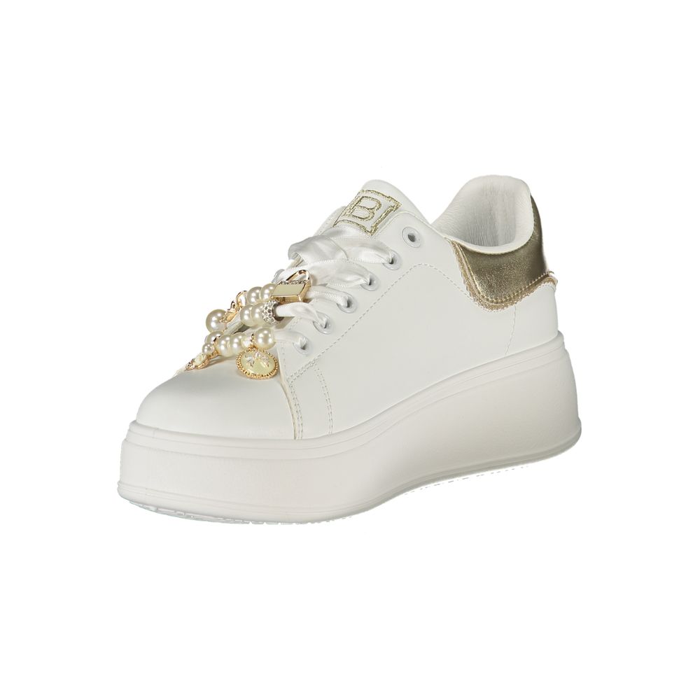 Sneakers by Laura Biagiotti for women in polyester & polyethylene white presents a sumptuous silhouette from the Women's Casual Polyester & Polyethylene Sneakers collection, showcasing a sumptuous casual style for an elevated aesthetic.