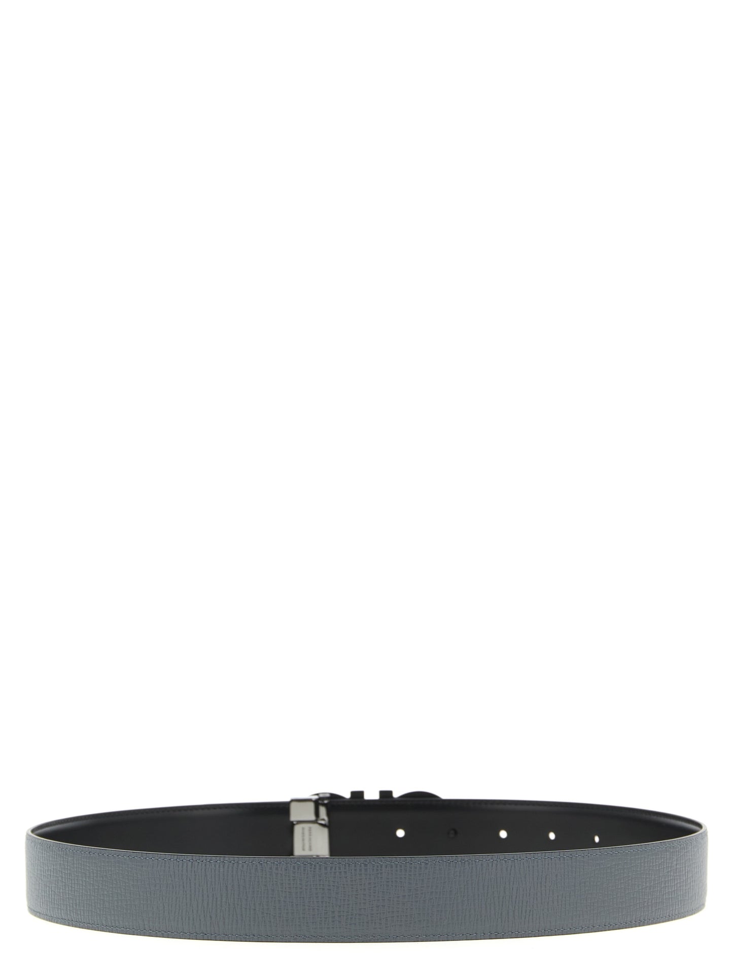 Ferragamo Gancini Calfskin Leather Belt - Black Gray