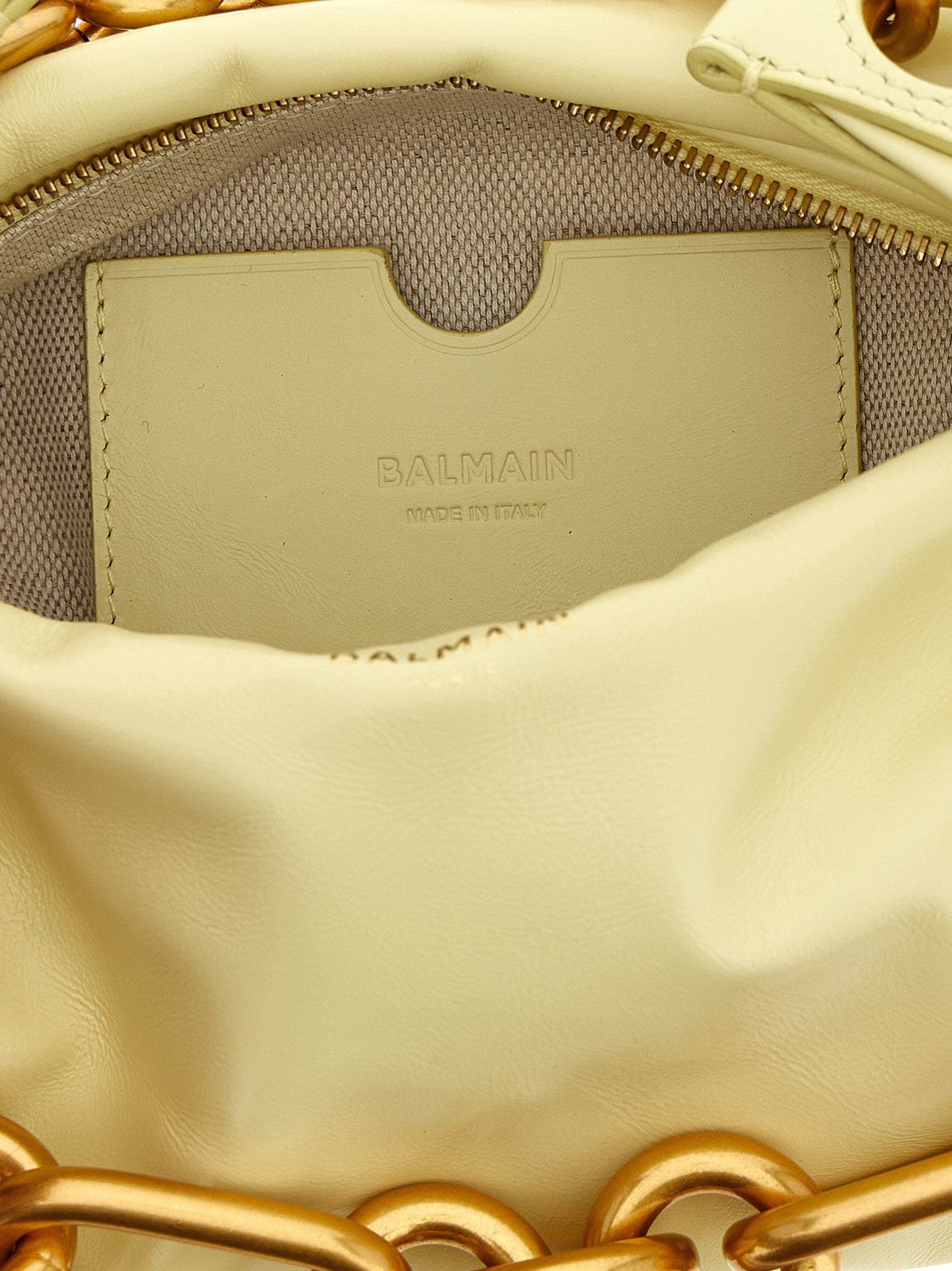 Balmain Bos Taurus Calf Suede Leather Mini Handbag - Bicolour Gold Yellow