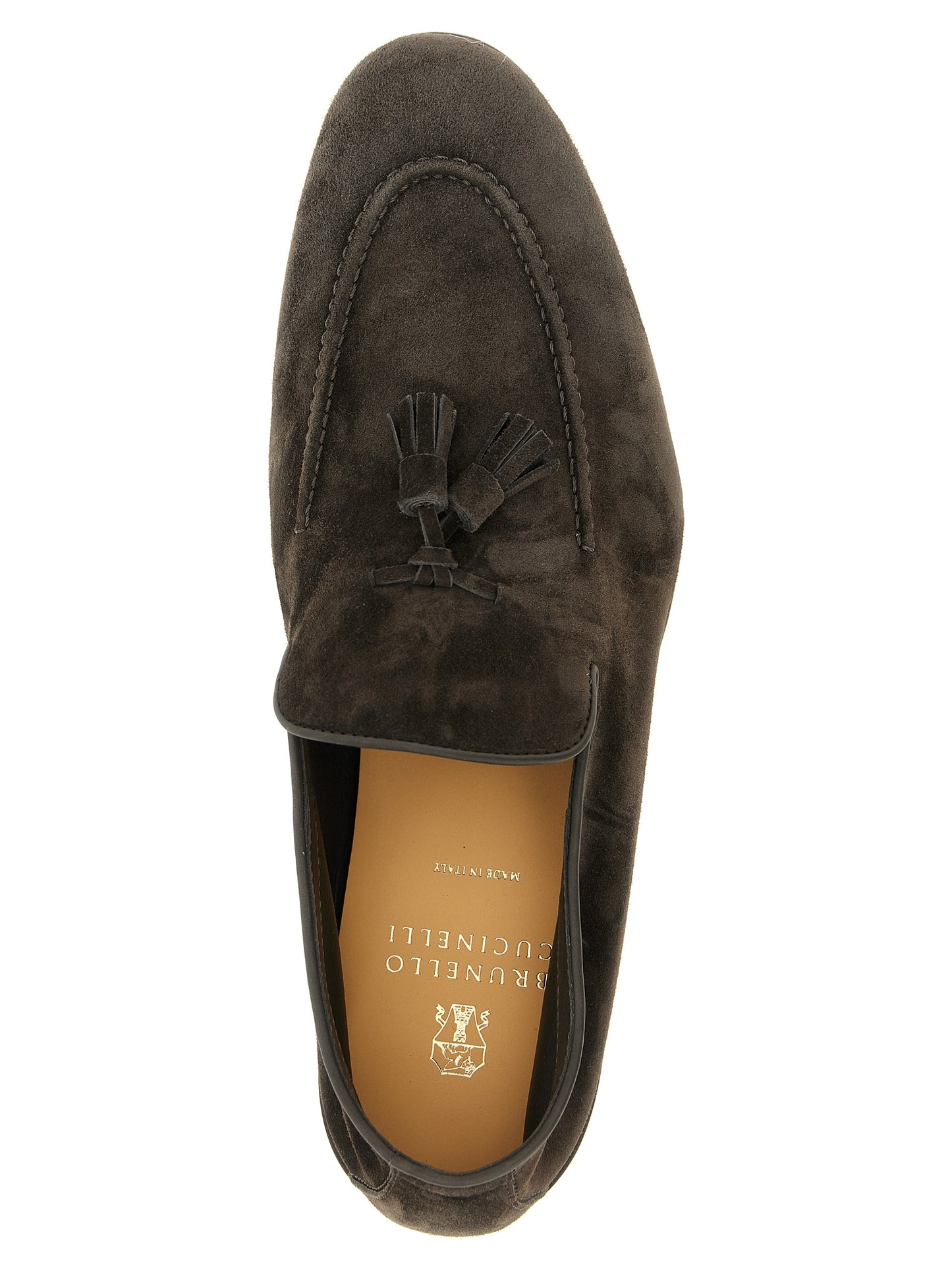 Brunello Cucinelli Men's TU & Calfskin Leather Loafer Slip-On Shoes - Gray