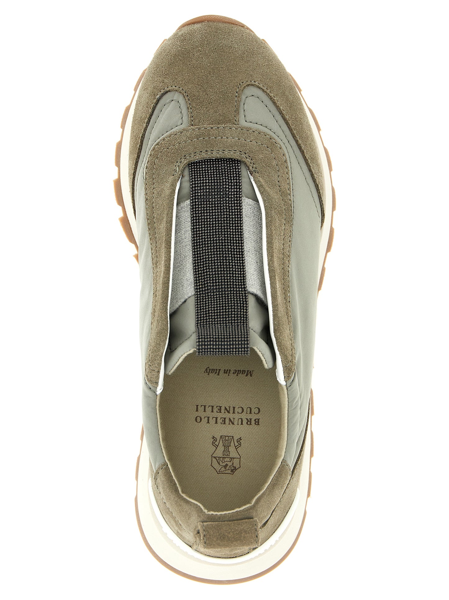 Brunello Cucinelli Monile The Blend Women's Slip On TU Polyamide Polyester Suede Leather Athletic Sneakers - Bicolour Green