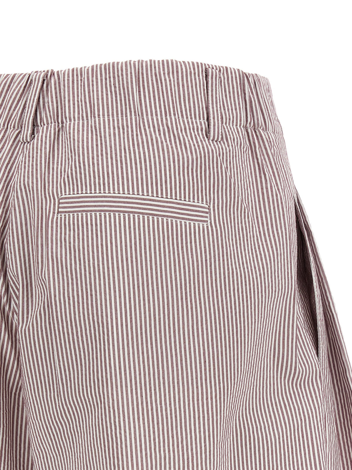 Brunello Cucinelli Women's Wide Cotton Polyester Bermuda Shorts - Multicolor Striped