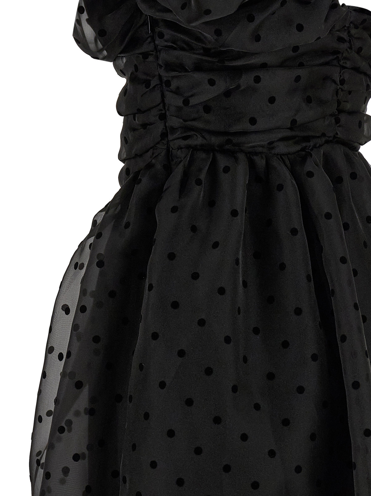 Ganni Women's V Neck Polyester & Viscose Midi Short Dress - Black Transparent