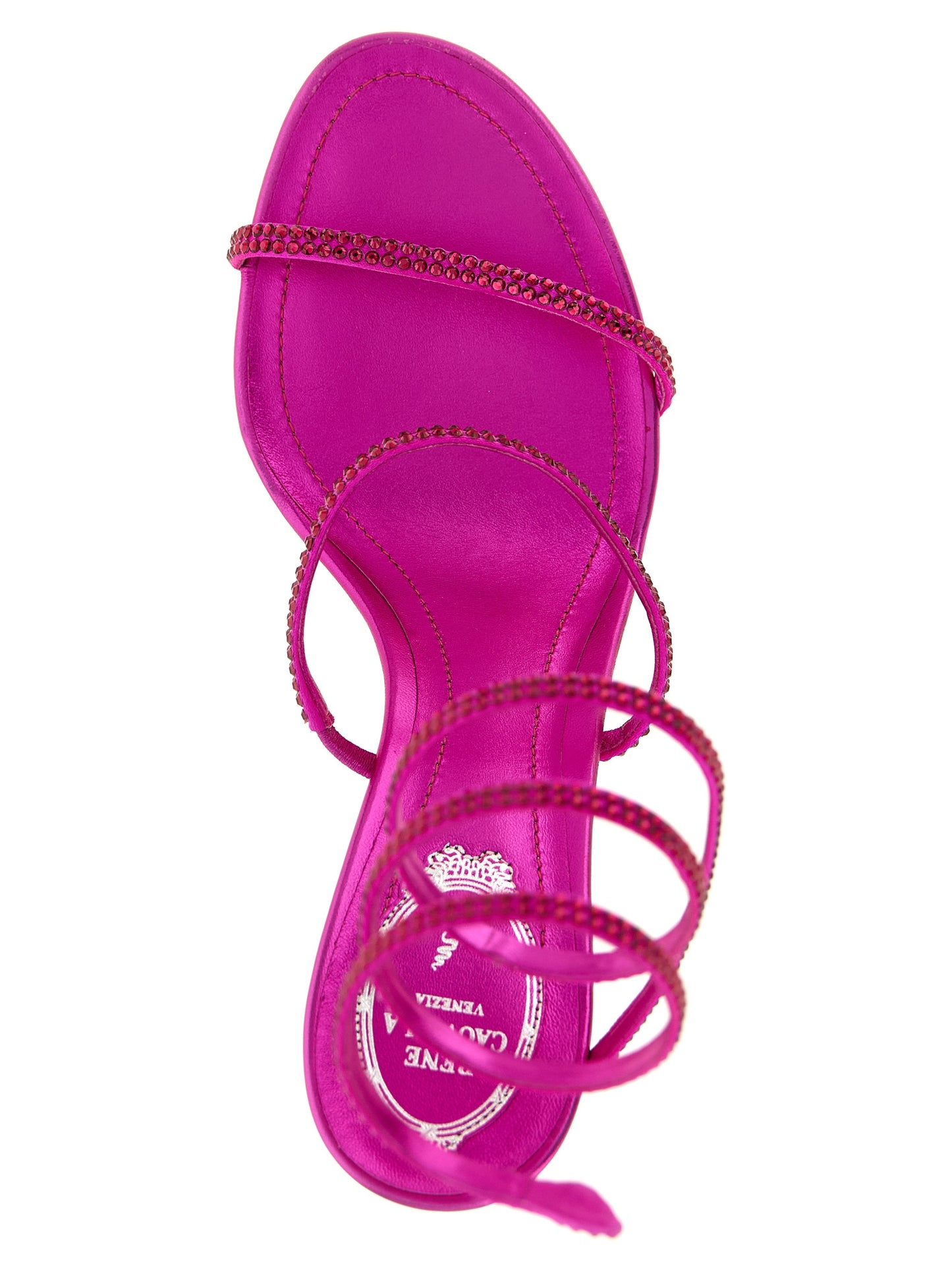 RENE CAOVILLA Women's Viscose Silk & Leather Stiletto Sandals - Fuchsia