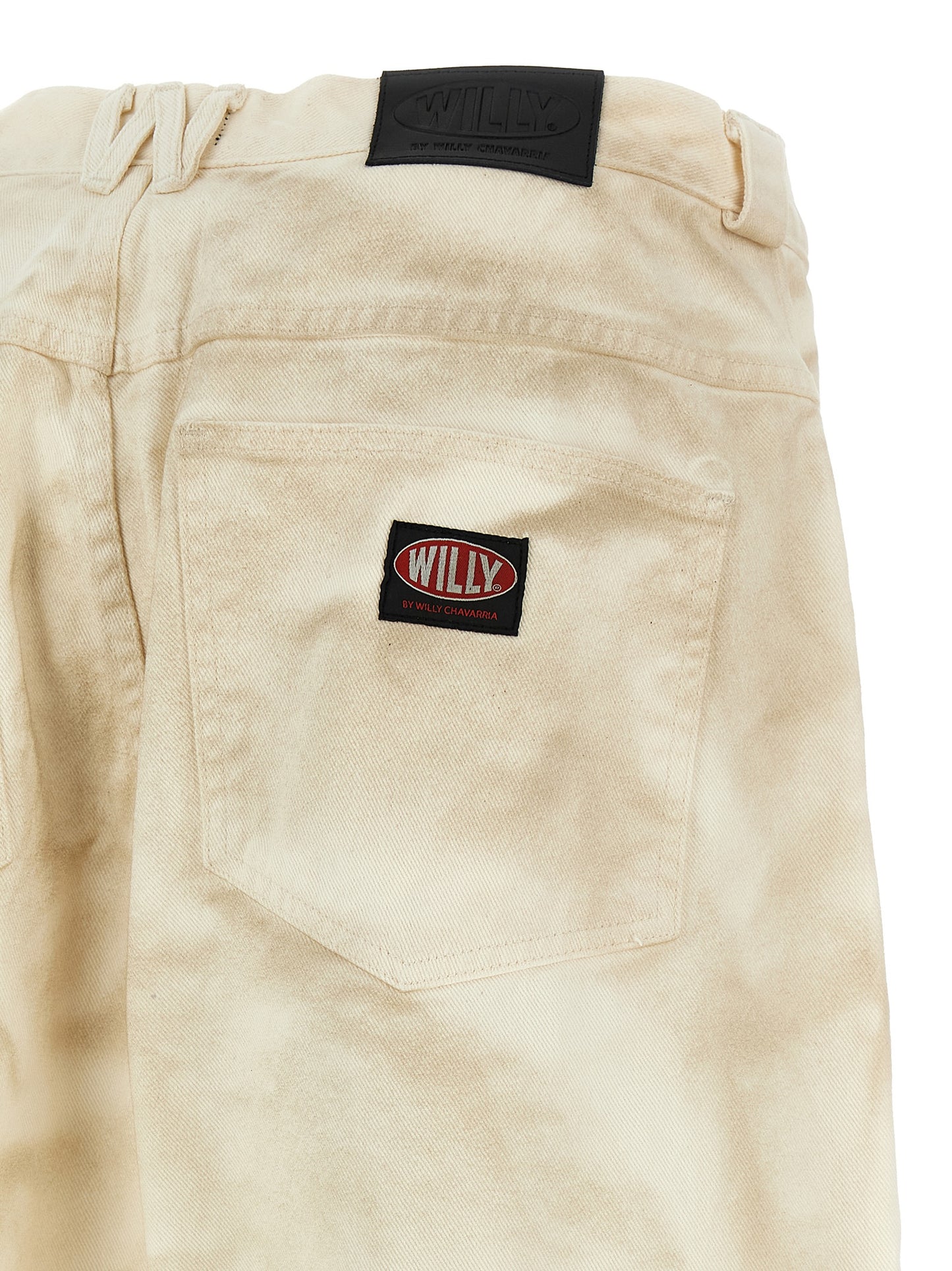 WILLY CHAVARRIA Men's Tapered Leg High Rise Denim Cotton Jeans - Beige