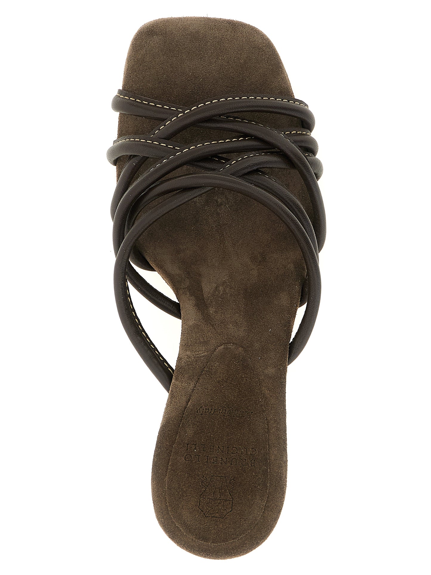 Brunello Cucinelli Women's Suede Leather & Rubber Stiletto Sandals - Brown