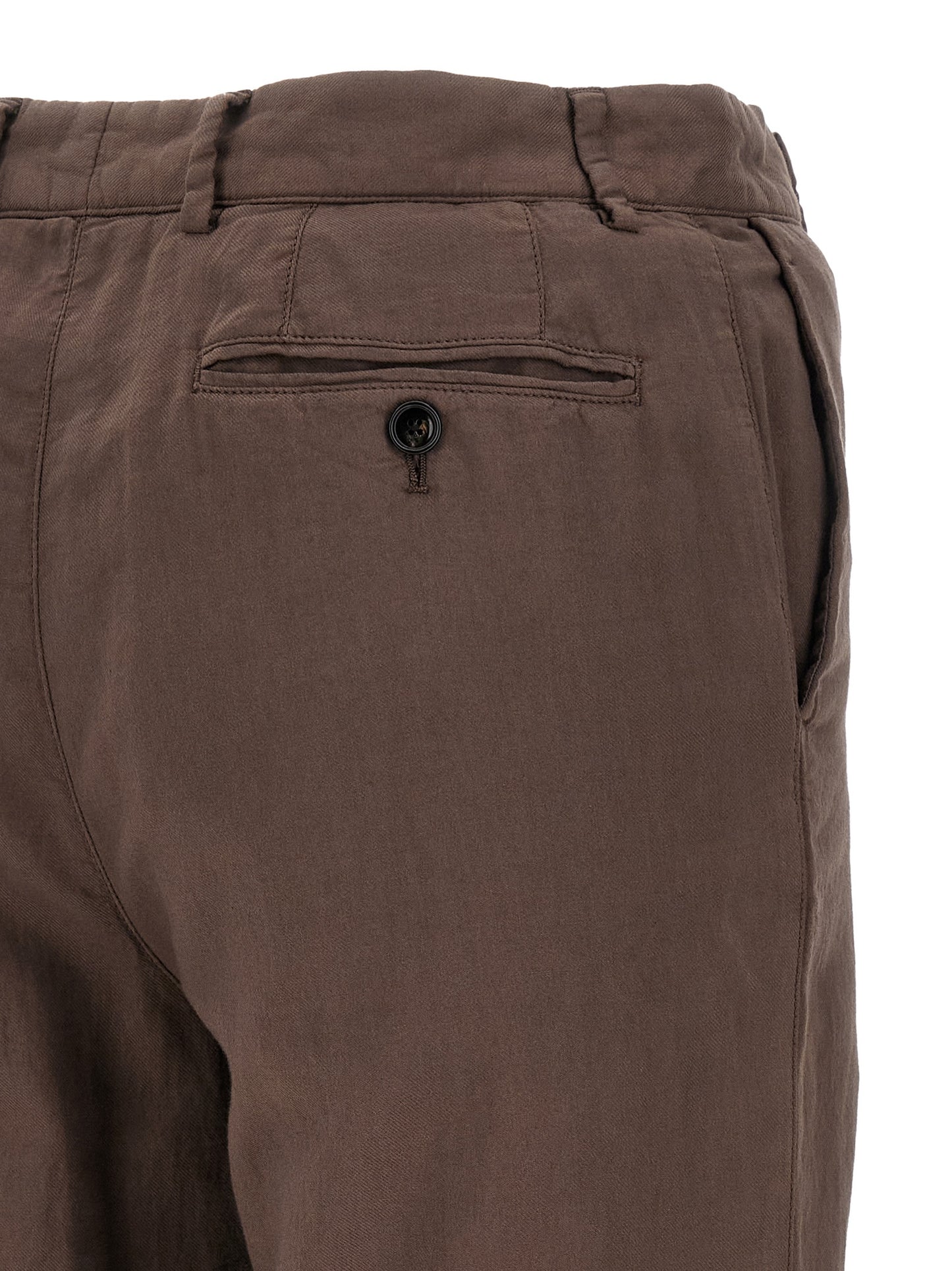 CELLAR DOOR Men's Straight Leg Regular Fit Wide Cotton Trousers - Brown