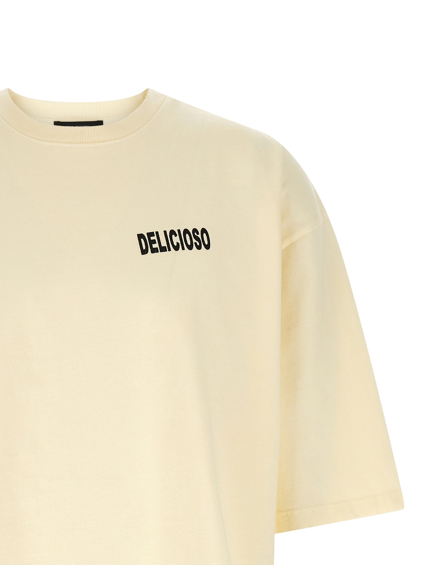 WILLY CHAVARRIA Men's Relaxed Fit Short-Sleeve Crew Neck Buffalo Leather & Cotton T-Shirt - Bicolour Yellow Print
