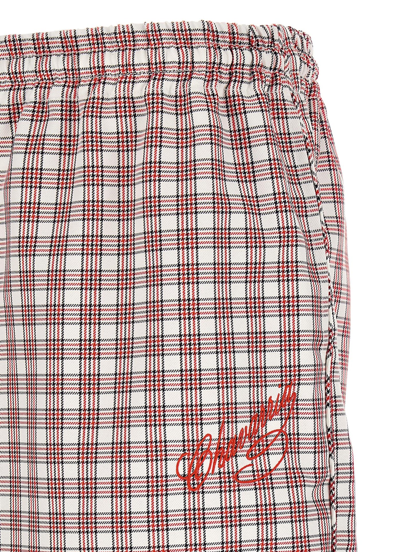 WILLY CHAVARRIA Rider Men's Straight Wide Polyester Casual Pants - Multicolor Red Checkered