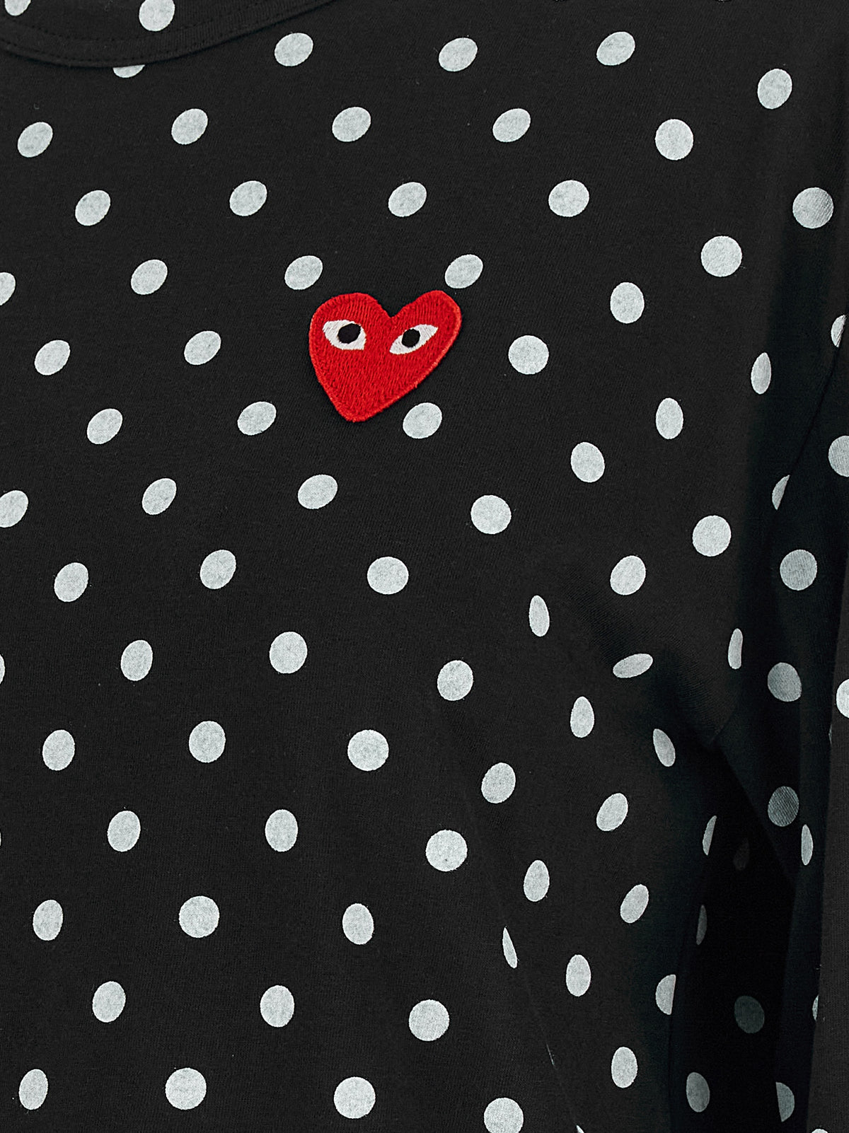Comme Des Garçons Play Play Women's Long-Sleeve Crew Neck Cotton T-Shirt - Black Red Print