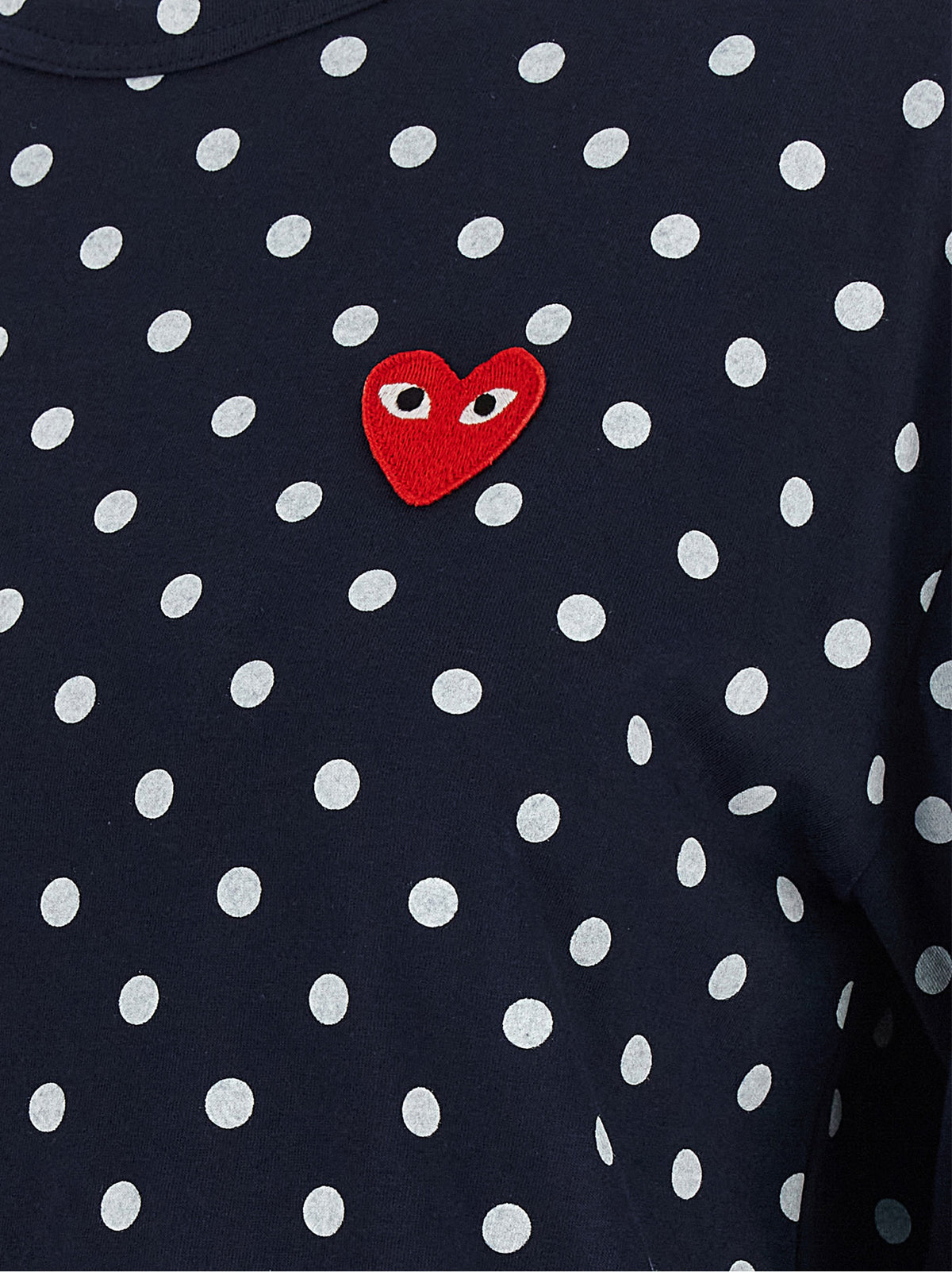 Comme Des Garçons Play Play Women's Long-Sleeve Crew Neck Cotton T-Shirt - Blue Red Print