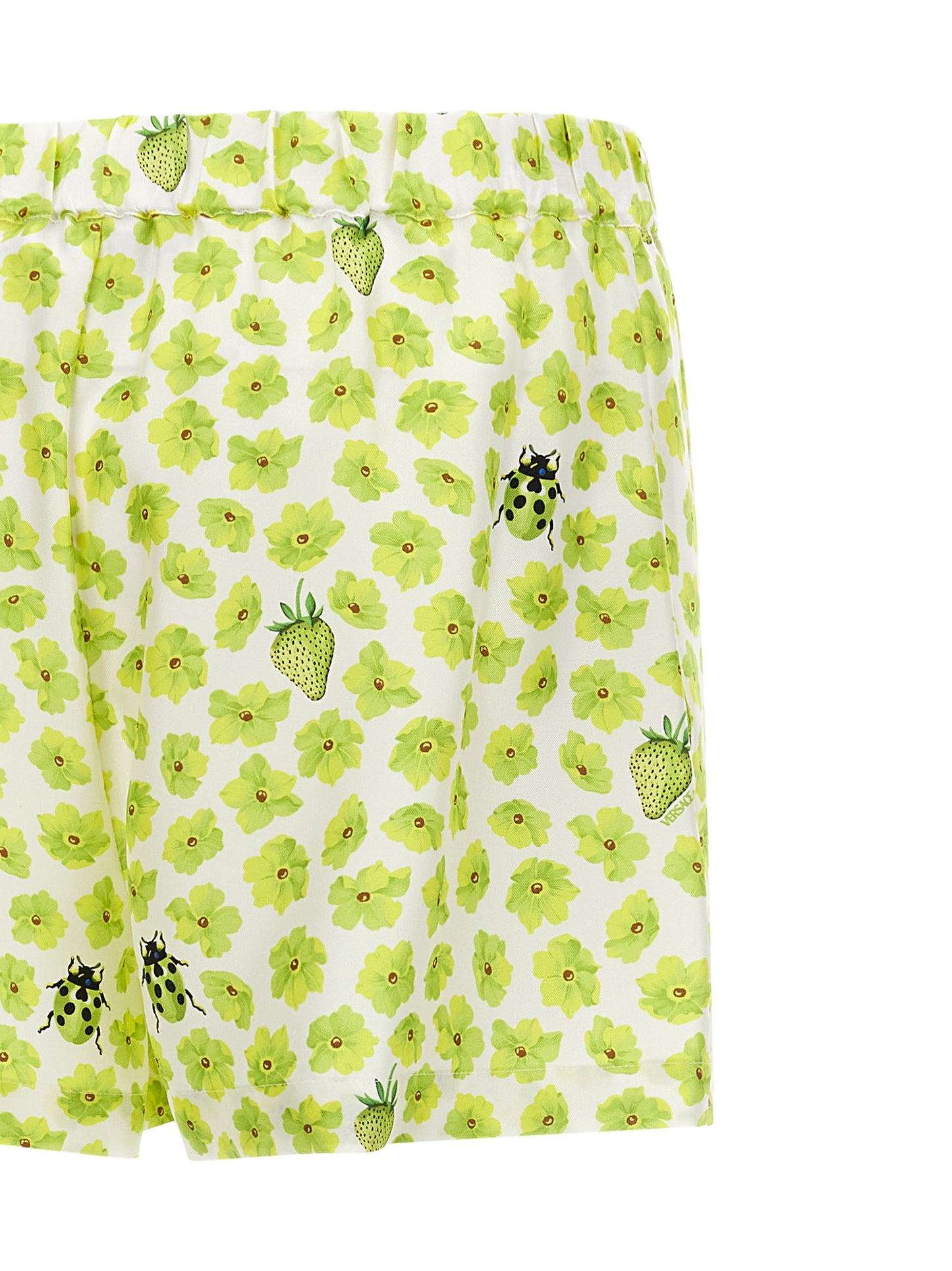 Versace Strawberry Women's Silk Twill Bermuda Shorts - Multicolor Print