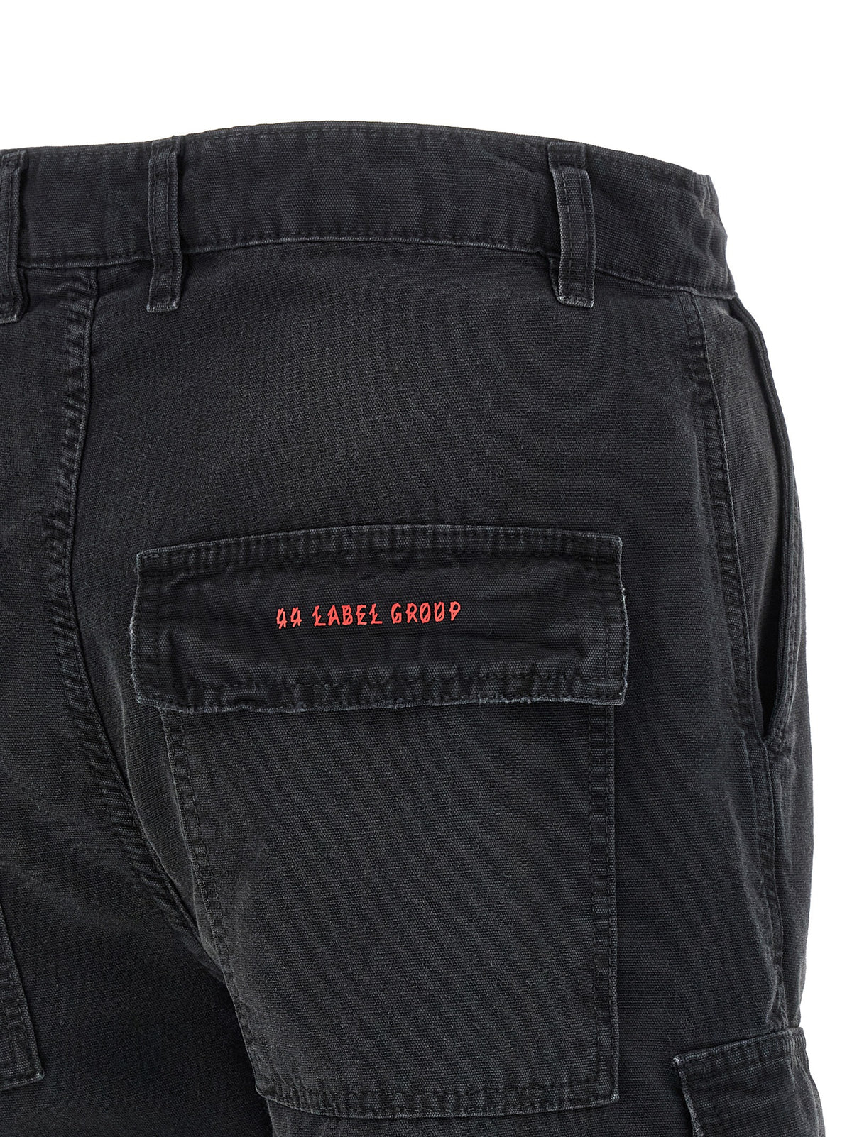 44 Label Group Men's Wide Denim Cotton Shorts - Black Signature Print
