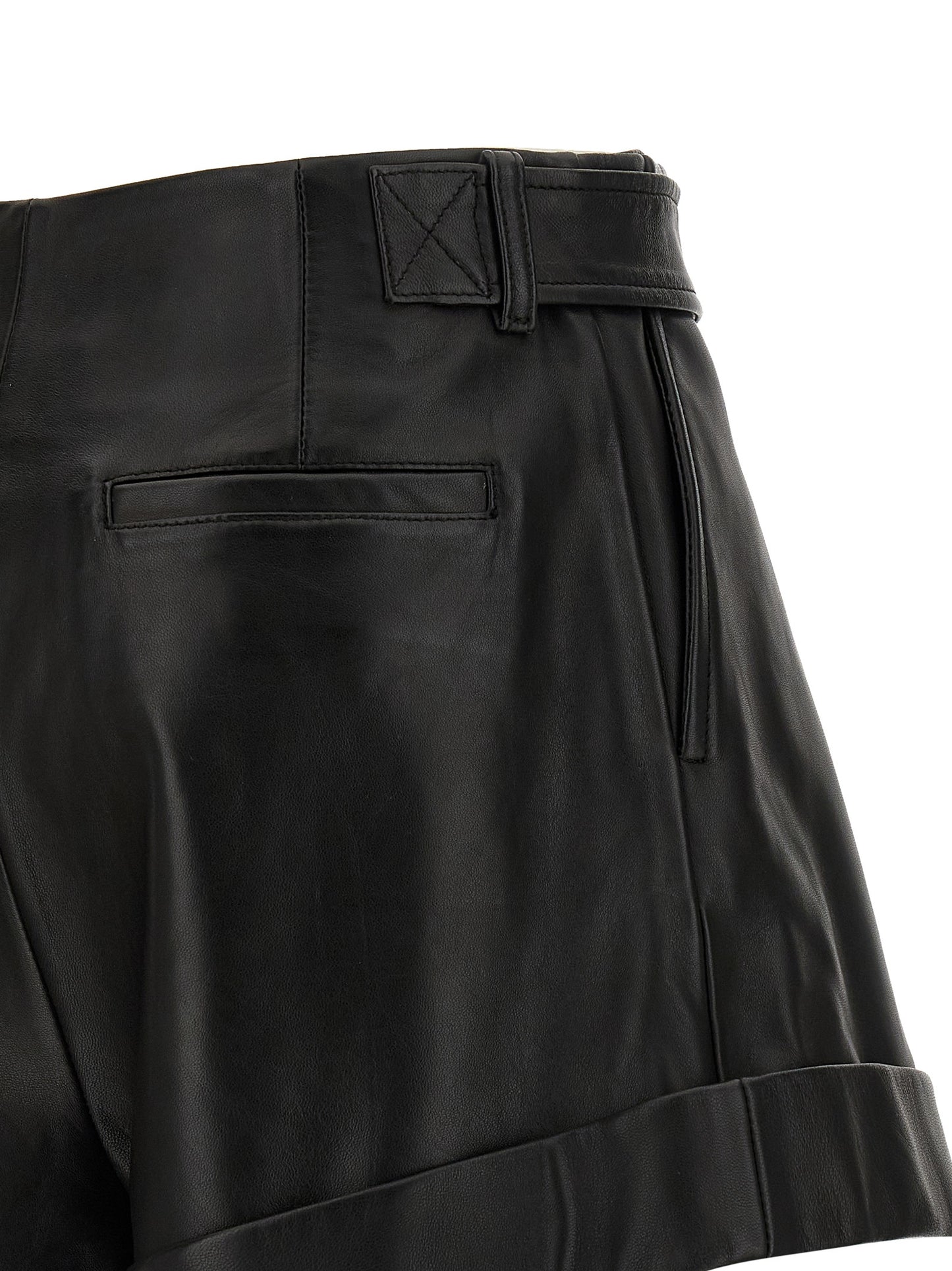 Sportmax Women's Lamb Leather Bermuda Shorts - Black