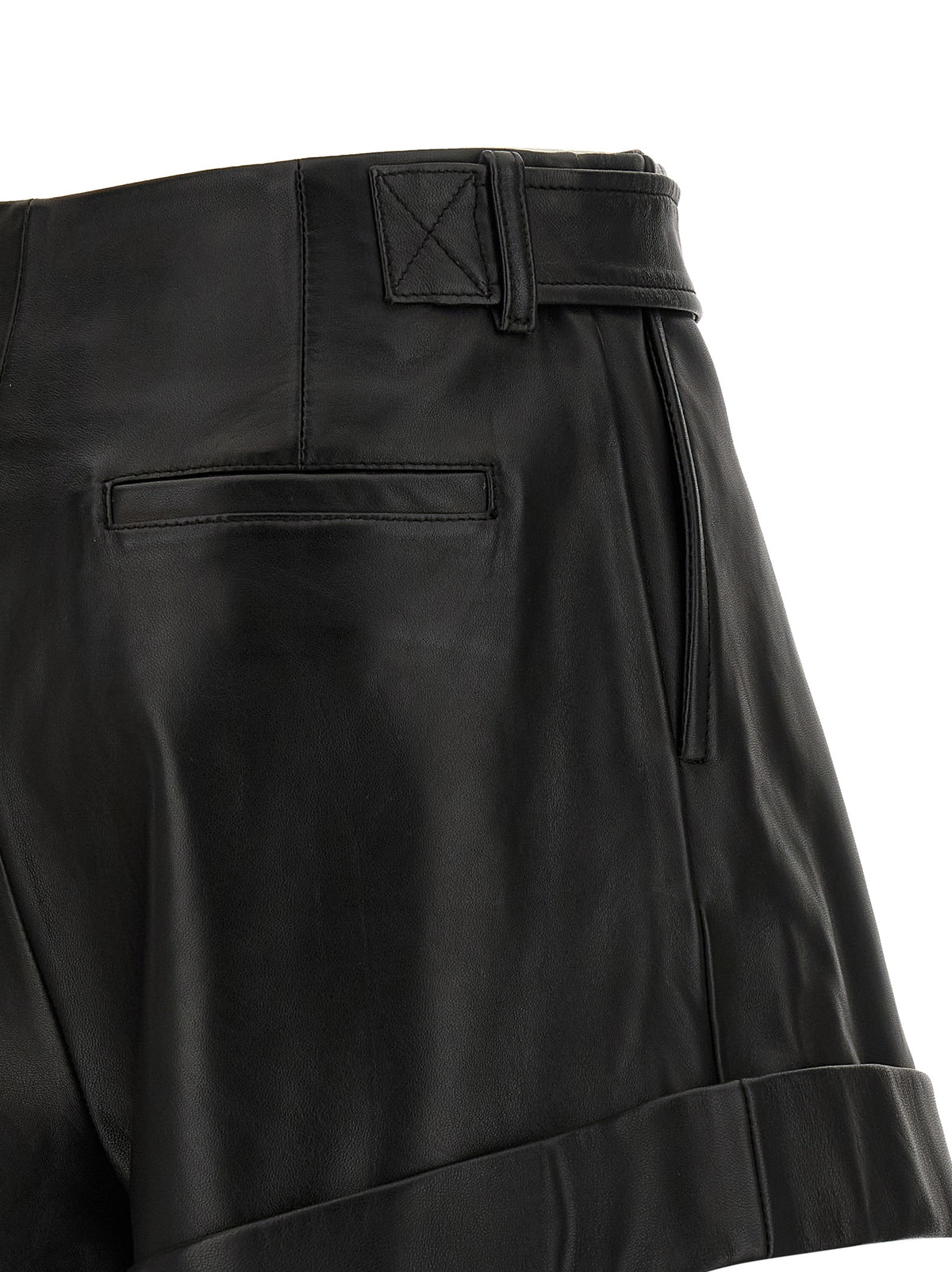 Bermuda Shorts by Sportmax for women in lamb leather black features an tailored silhouette, showcasing a tailored with a short and for a sophisticated look.