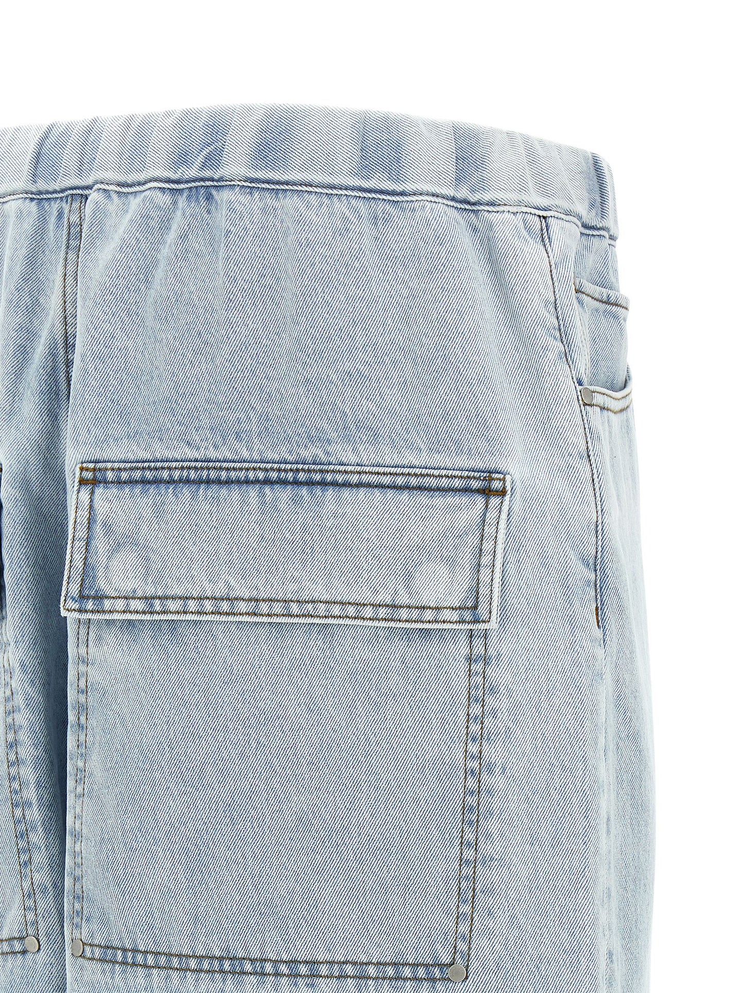 Entire Studios Men's Relaxed Fit Wide Denim Cotton Shorts - Light Blue