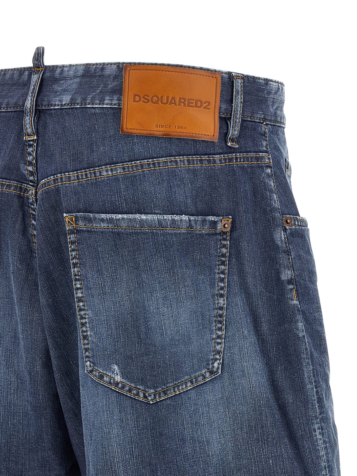 Denim Shorts by Dsquared² for men in stretch denim cotton blue presents a contemporary silhouette, featuring a contemporary relaxed-fit and short with a contemporary for a sophisticated summer look.