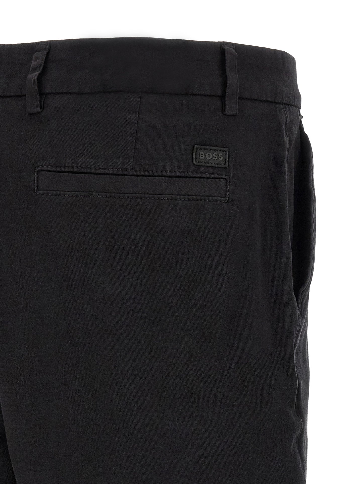 Bermuda Shorts by Hugo Boss for men in stretch cotton & silicone black presents a sleek silhouette, featuring a sleek tapered-leg with a refined short and a sophisticated .