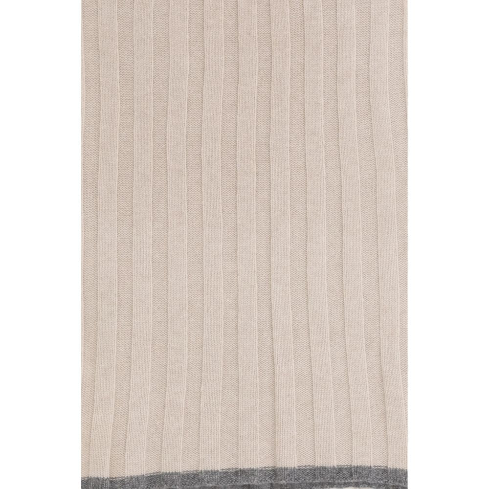 Scarf by Brunello Cucinelli for men in cashmere & capra leather beige showcases a eye catching silhouette, artfully capturing the essence of the eye catching Cashmere & Capra Leather Scarf design for a sophisticated look.
